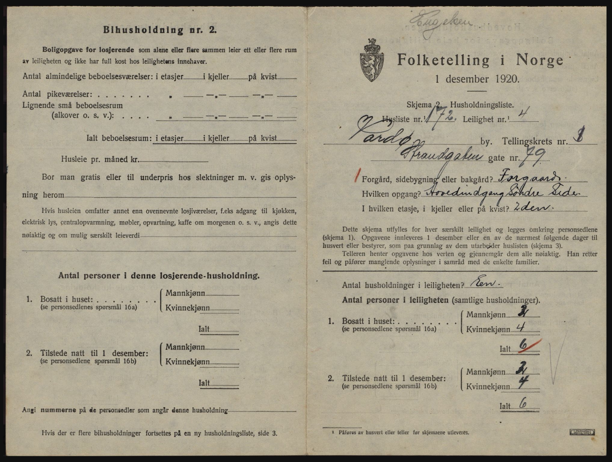 SATØ, 1920 census for Vardø, 1920, p. 1627