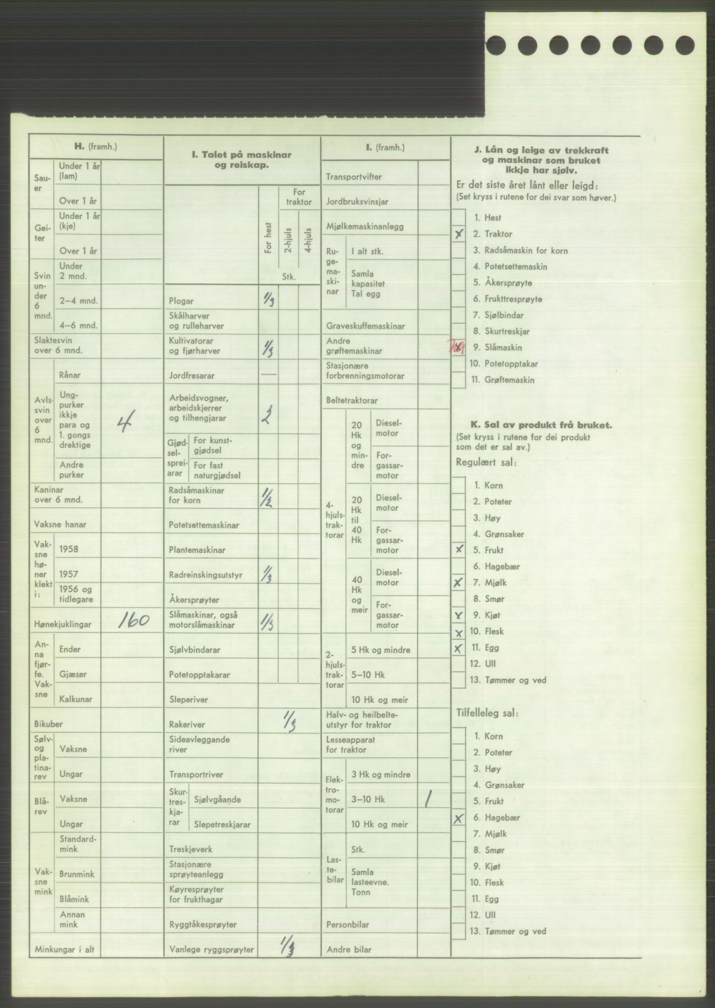 Statistisk sentralbyrå, Næringsøkonomiske emner, Jordbruk, skogbruk, jakt, fiske og fangst, AV/RA-S-2234/G/Gd/L0373: Rogaland: 1130 Strand (kl. 1-2), 1131 Årdal og 1132 Fister, 1959, p. 916