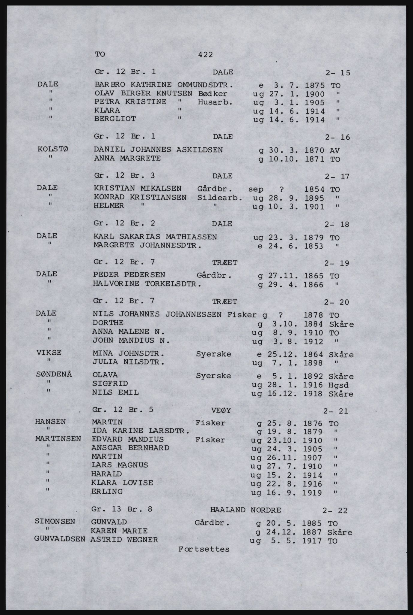 SAST, Copy of 1920 census for Karmøy, 1920, p. 446
