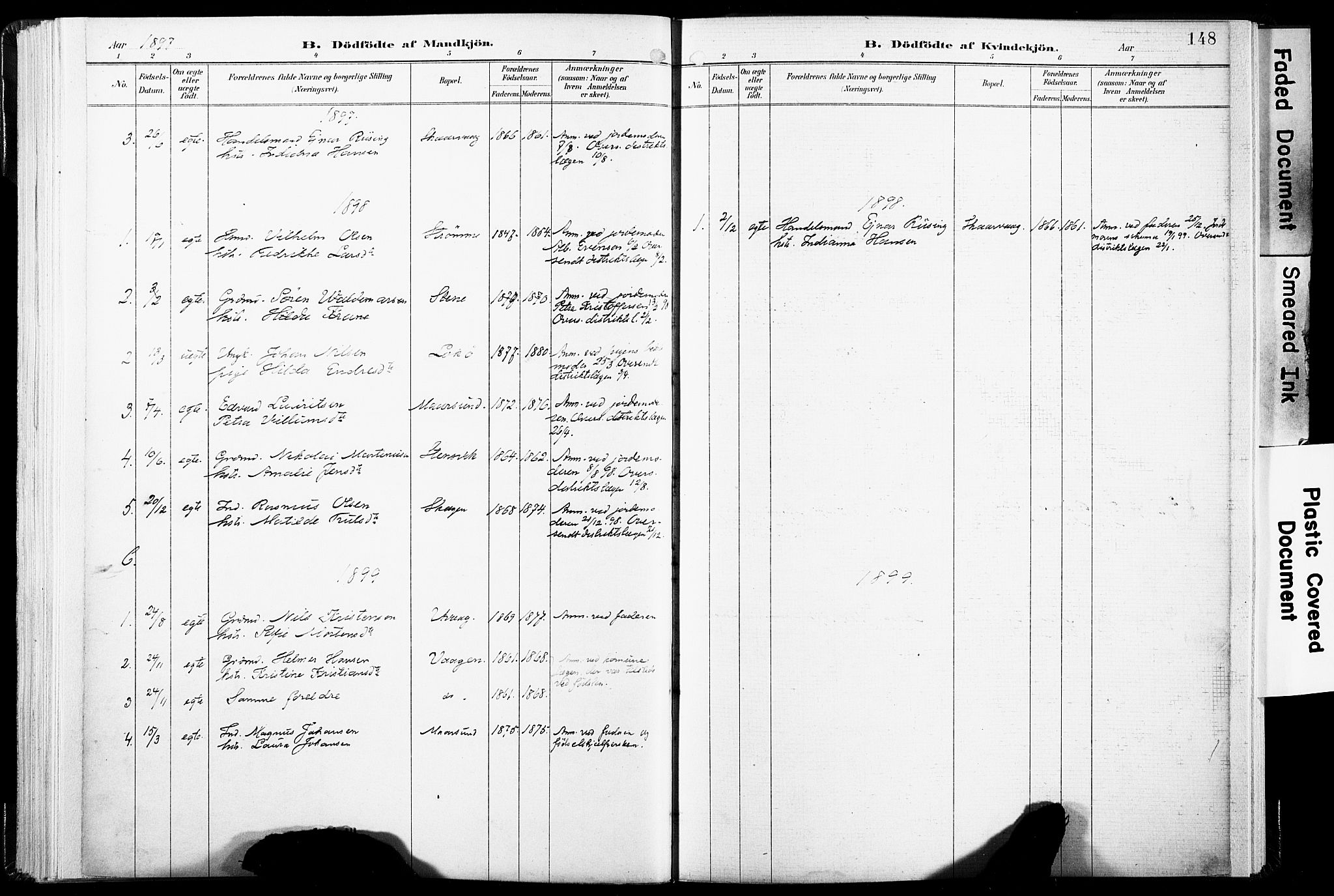 Ministerialprotokoller, klokkerbøker og fødselsregistre - Nordland, AV/SAT-A-1459/891/L1304: Parish register (official) no. 891A09, 1895-1921, p. 148