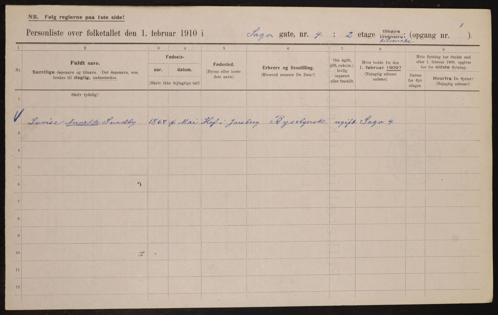 OBA, Municipal Census 1910 for Kristiania, 1910, p. 82722