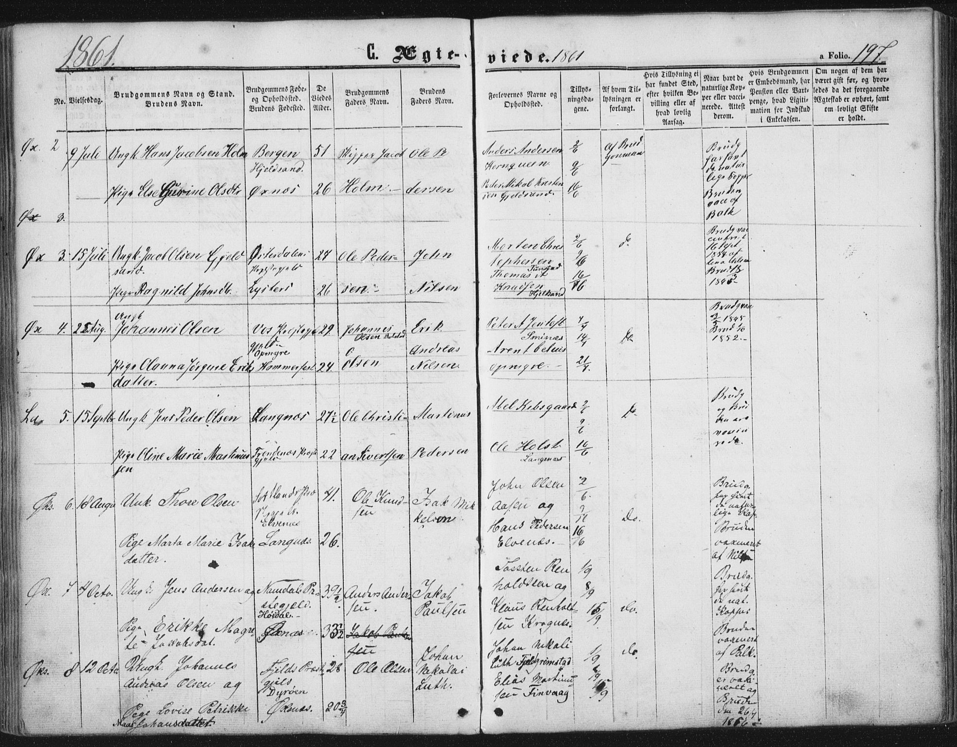 Ministerialprotokoller, klokkerbøker og fødselsregistre - Nordland, AV/SAT-A-1459/893/L1333: Parish register (official) no. 893A06, 1858-1866, p. 197