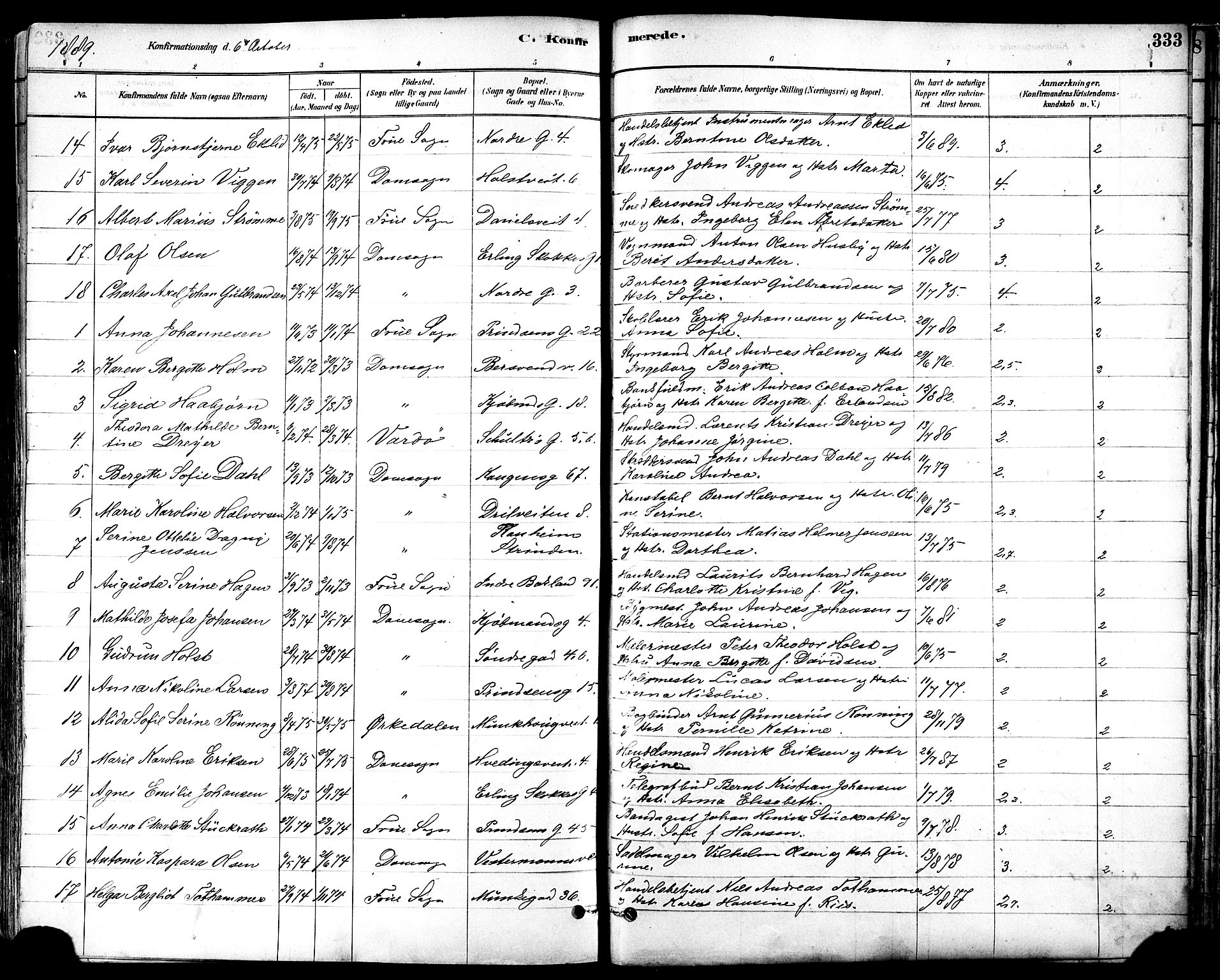 Ministerialprotokoller, klokkerbøker og fødselsregistre - Sør-Trøndelag, SAT/A-1456/601/L0057: Parish register (official) no. 601A25, 1877-1891, p. 333