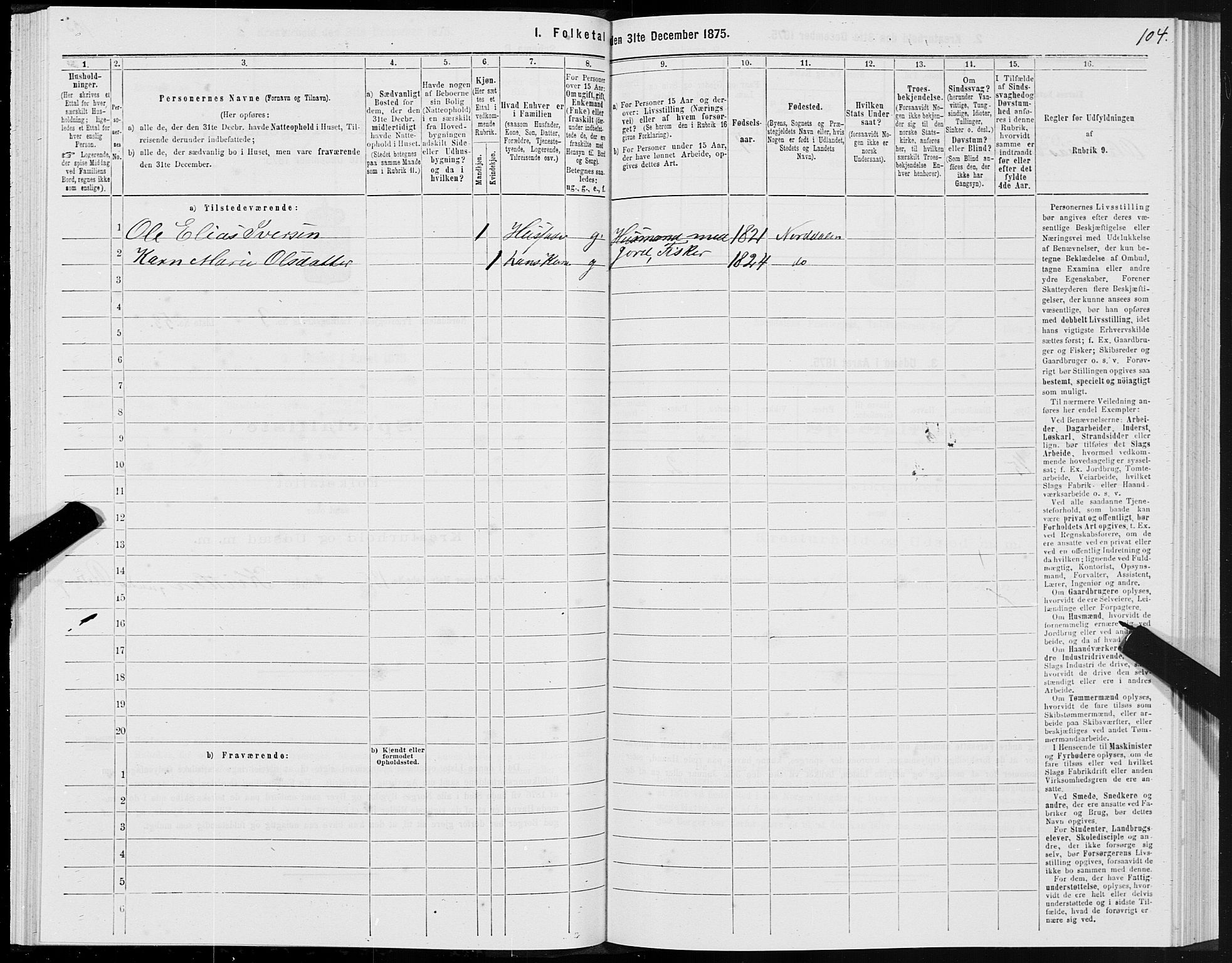 SAT, 1875 census for 1524P Norddal, 1875, p. 2104