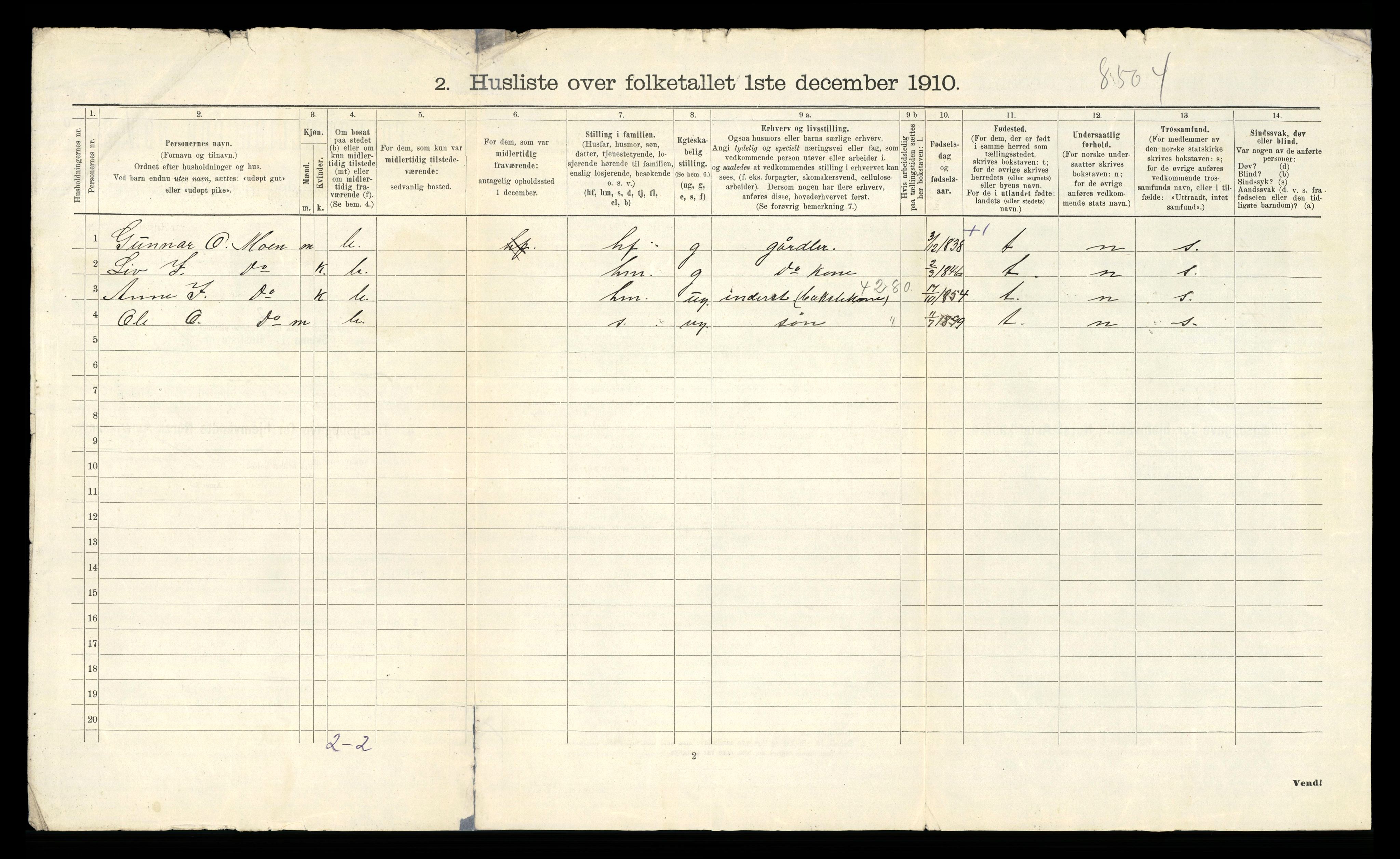 RA, 1910 census for Bø, 1910, p. 42