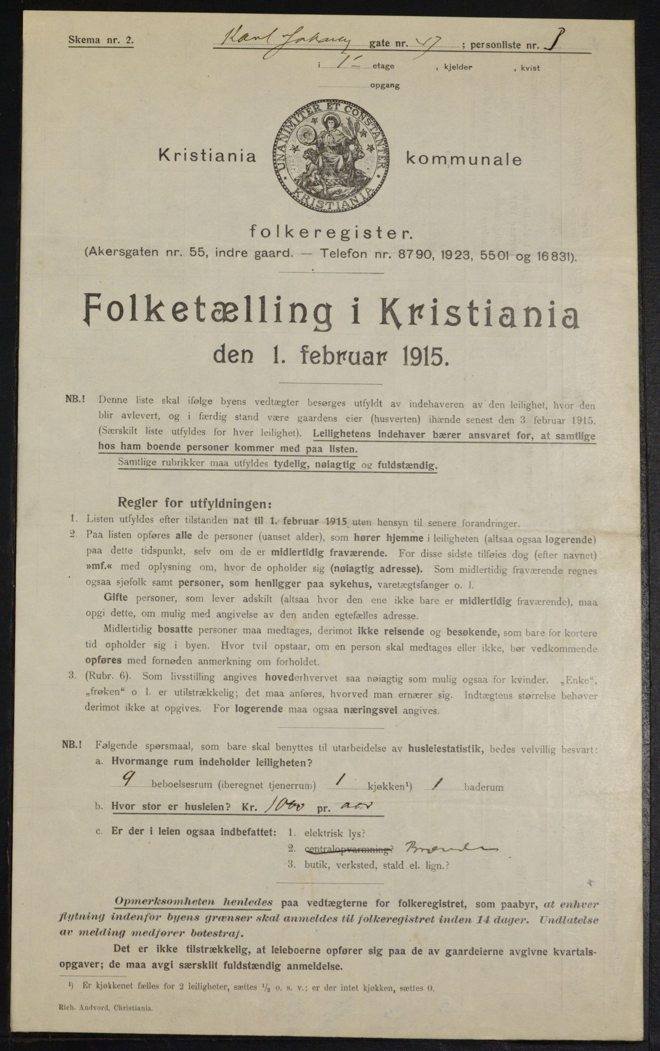 OBA, Municipal Census 1915 for Kristiania, 1915, p. 48427