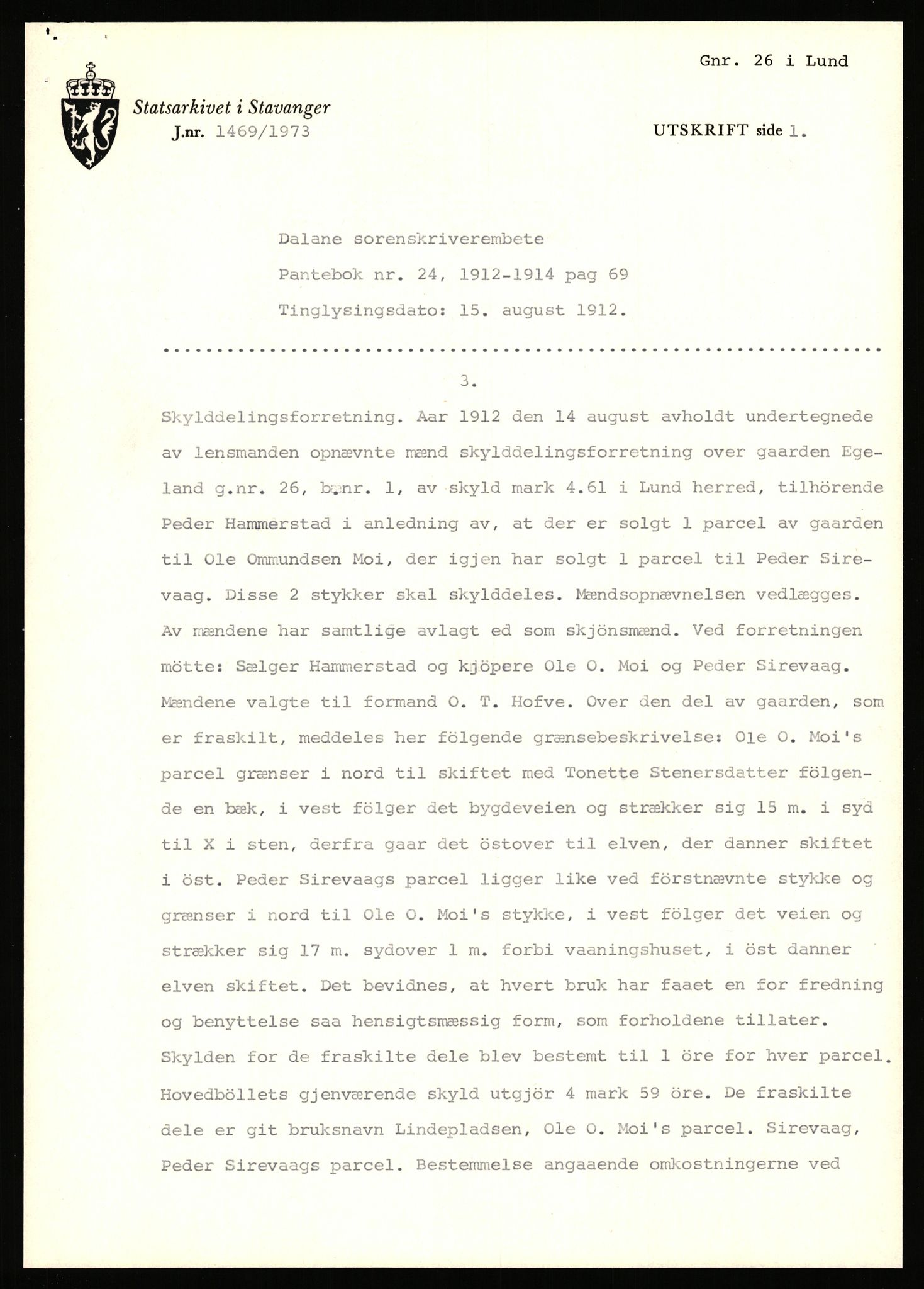 Statsarkivet i Stavanger, AV/SAST-A-101971/03/Y/Yj/L0017: Avskrifter sortert etter gårdsnavn: Eigeland østre - Elve, 1750-1930, p. 29