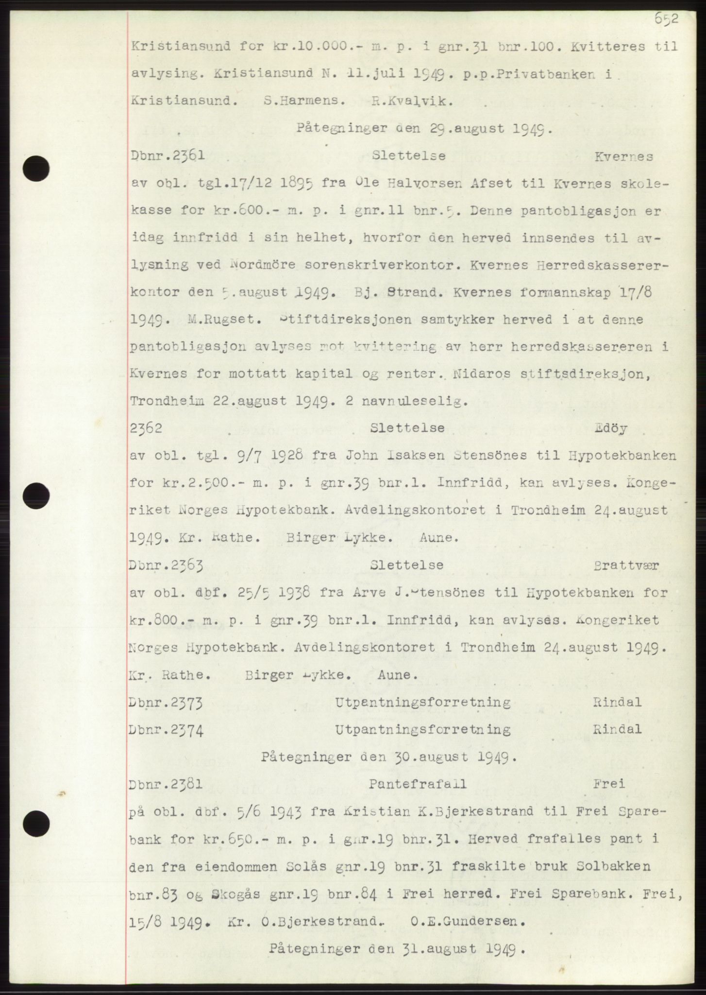 Nordmøre sorenskriveri, SAT/A-4132/1/2/2Ca: Mortgage book no. C82b, 1946-1951, Diary no: : 2361/1949