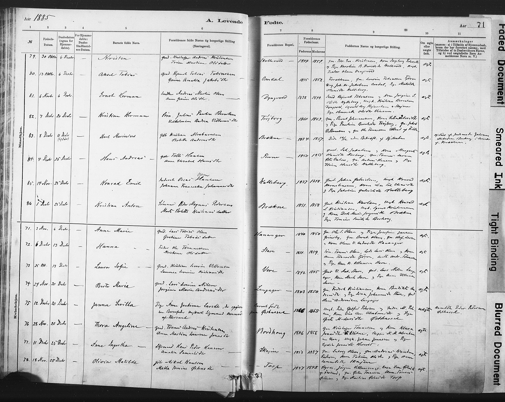 Lista sokneprestkontor, AV/SAK-1111-0027/F/Fa/L0012: Parish register (official) no. A 12, 1879-1903, p. 71