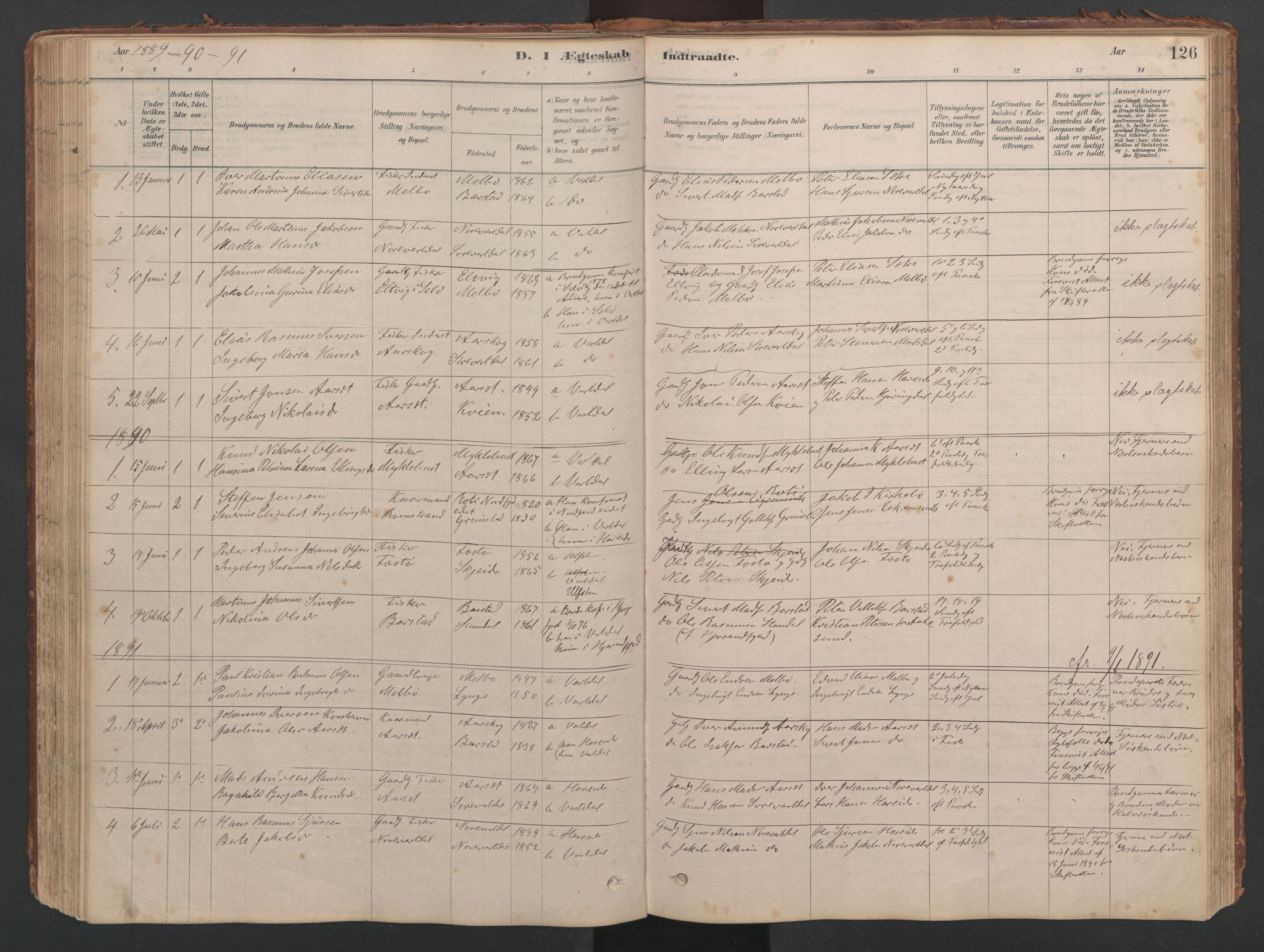 Ministerialprotokoller, klokkerbøker og fødselsregistre - Møre og Romsdal, SAT/A-1454/514/L0201: Parish register (copy) no. 514C01, 1878-1919, p. 126