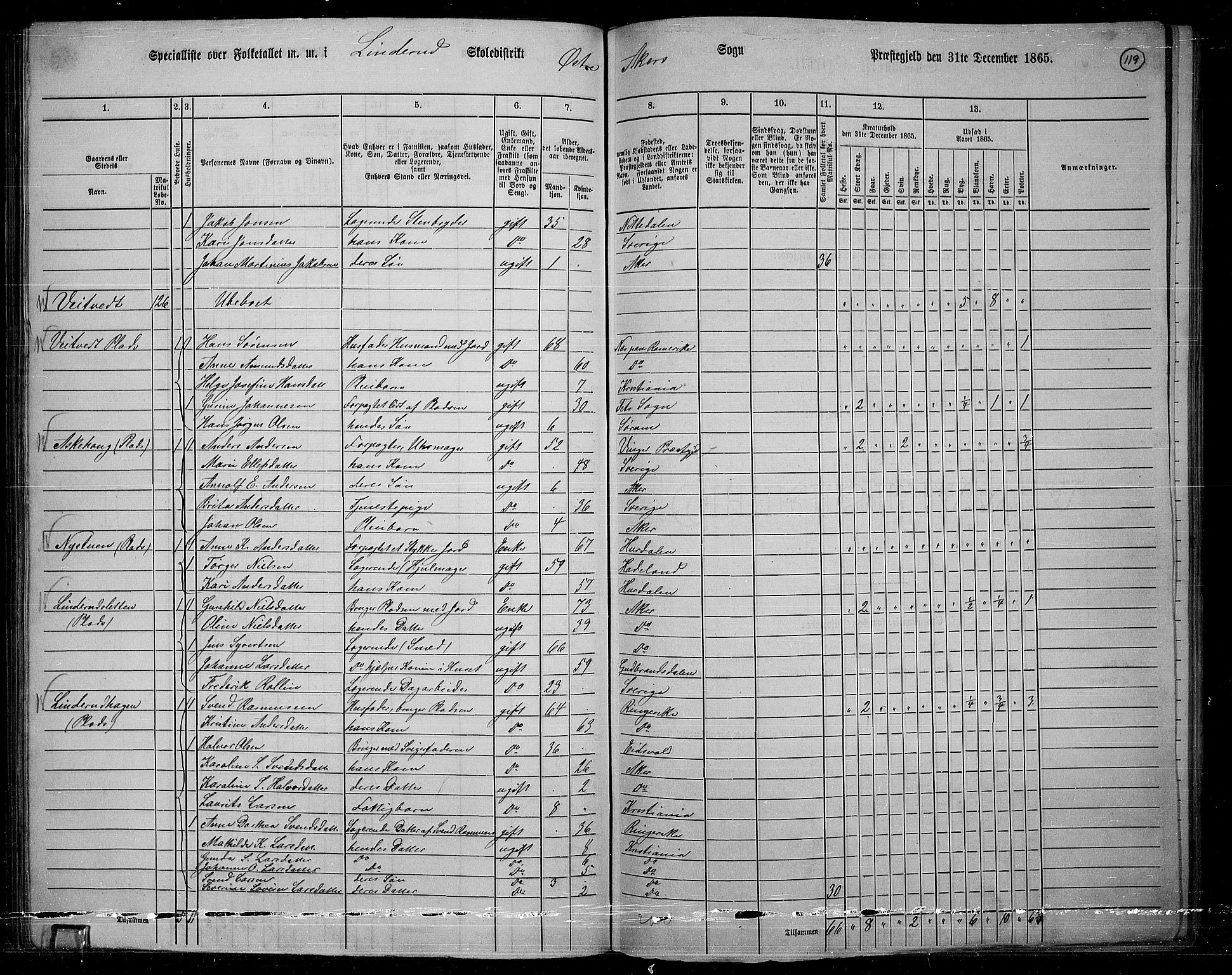 RA, 1865 census for Østre Aker, 1865, p. 112