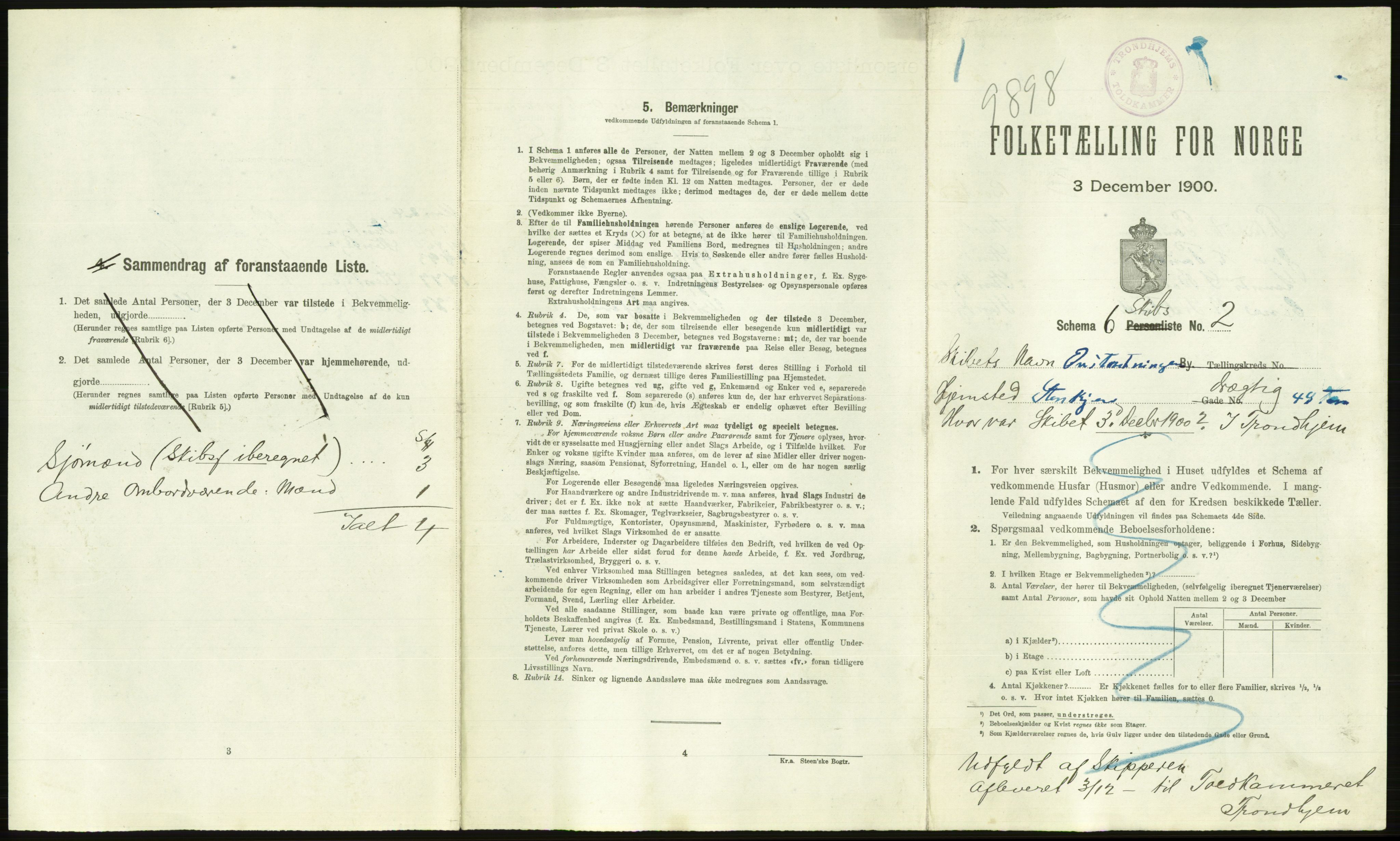 RA, 1900 Census - ship lists from ships in Norwegian harbours, harbours abroad and at sea, 1900, p. 2299