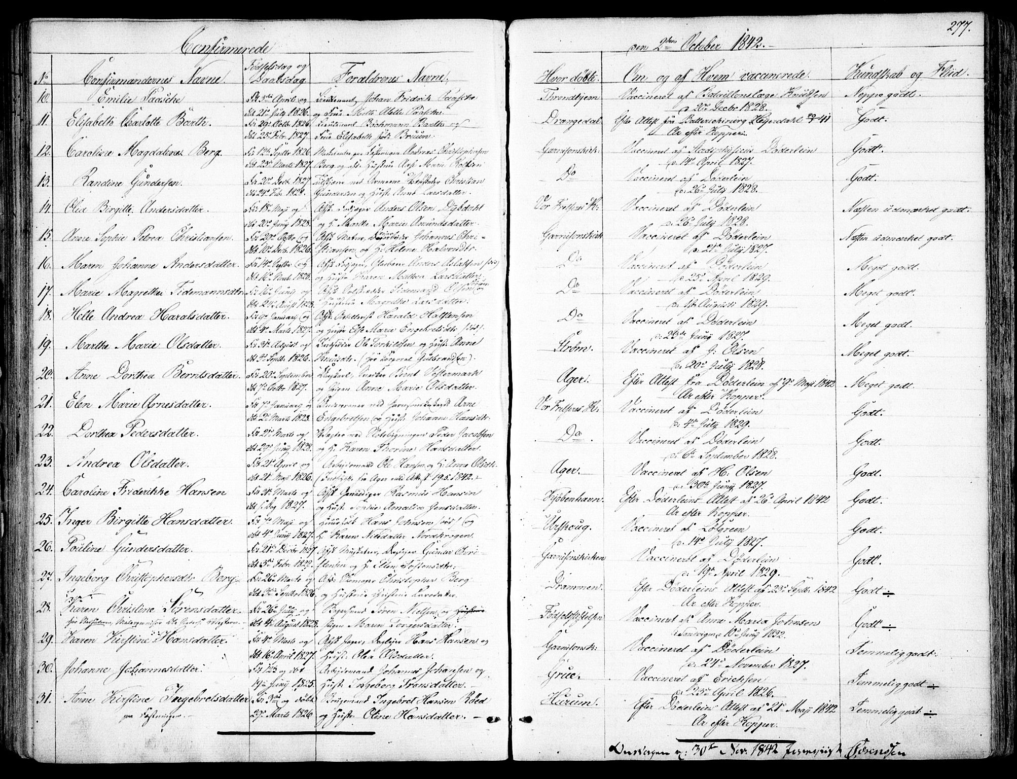 Garnisonsmenigheten Kirkebøker, SAO/A-10846/F/Fa/L0008: Parish register (official) no. 8, 1842-1859, p. 277