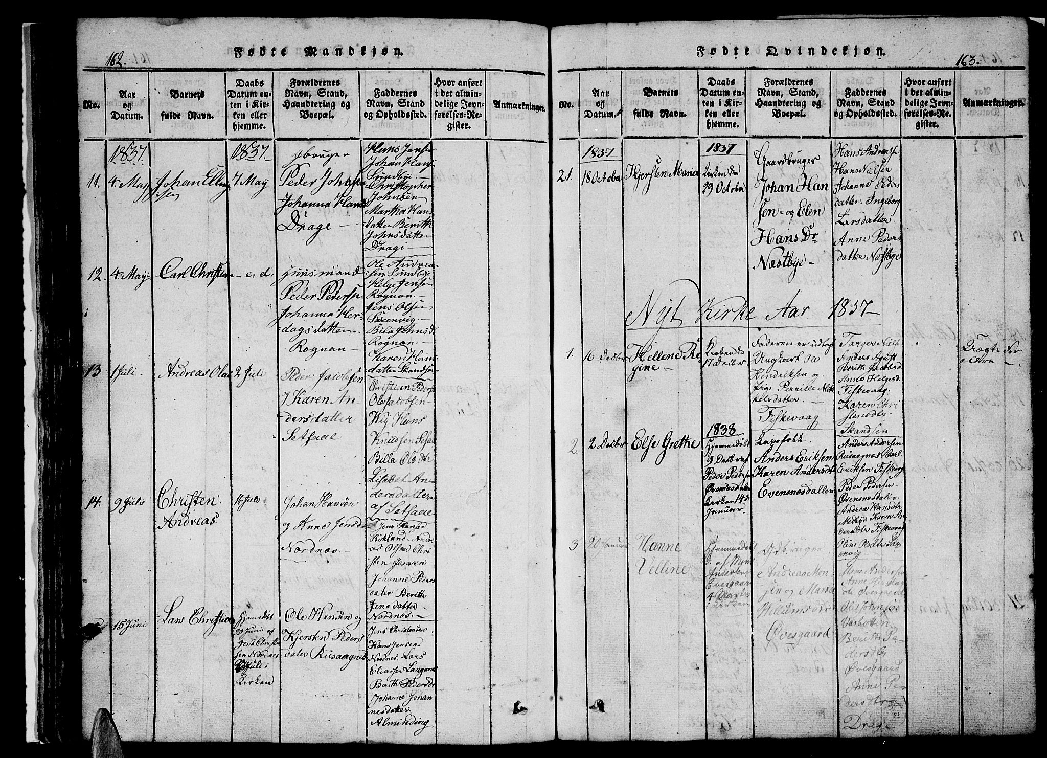 Ministerialprotokoller, klokkerbøker og fødselsregistre - Nordland, AV/SAT-A-1459/847/L0676: Parish register (copy) no. 847C04, 1821-1853, p. 162-163