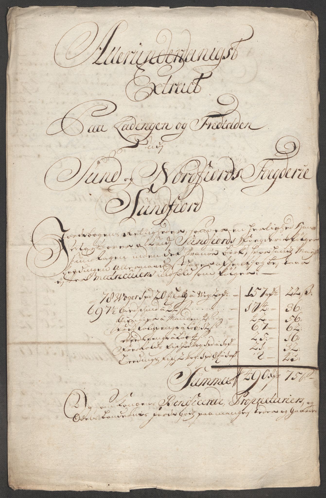 Rentekammeret inntil 1814, Reviderte regnskaper, Fogderegnskap, RA/EA-4092/R53/L3437: Fogderegnskap Sunn- og Nordfjord, 1713, p. 293