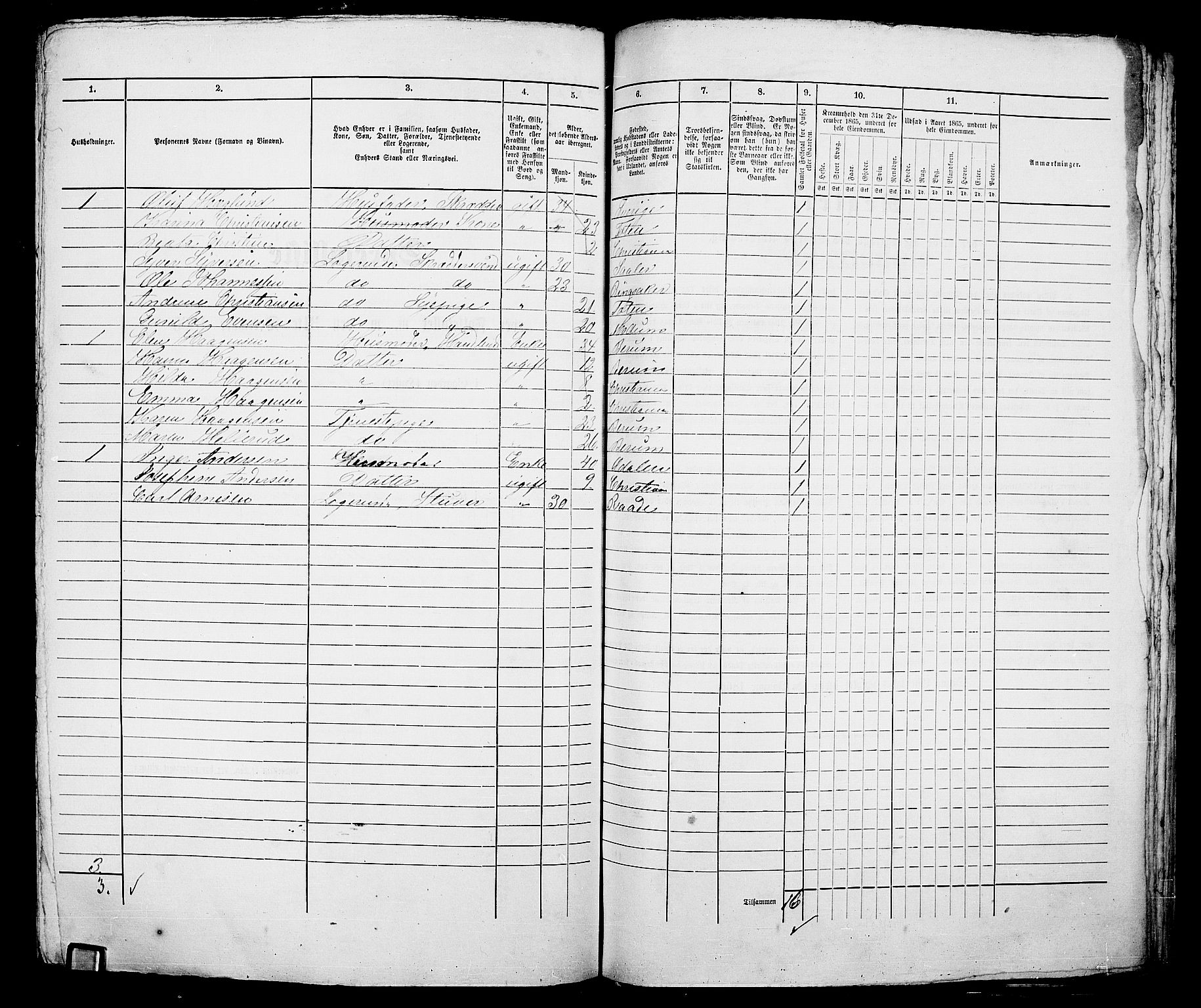 RA, 1865 census for Kristiania, 1865, p. 1468