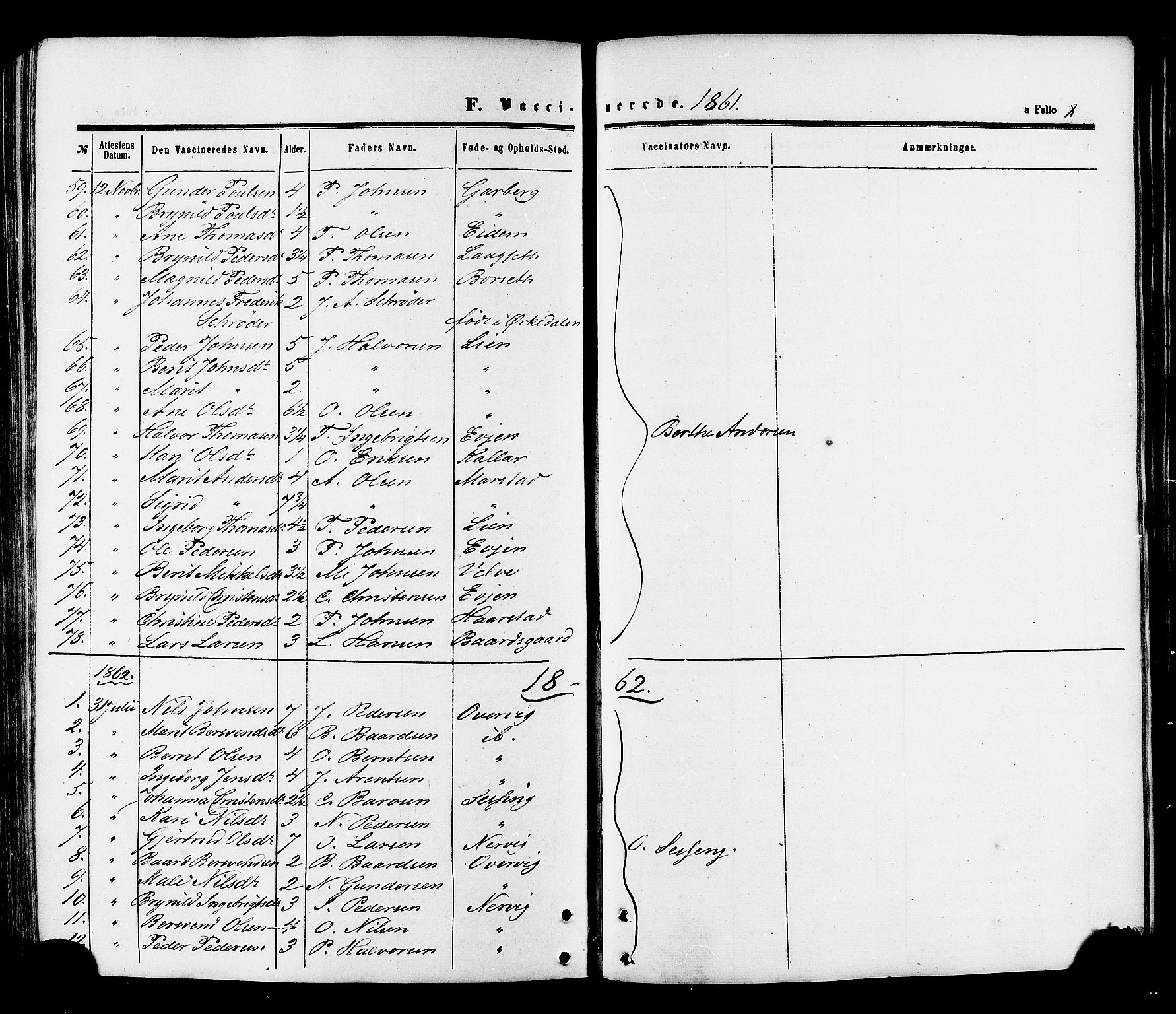 Ministerialprotokoller, klokkerbøker og fødselsregistre - Sør-Trøndelag, SAT/A-1456/695/L1147: Parish register (official) no. 695A07, 1860-1877, p. 8