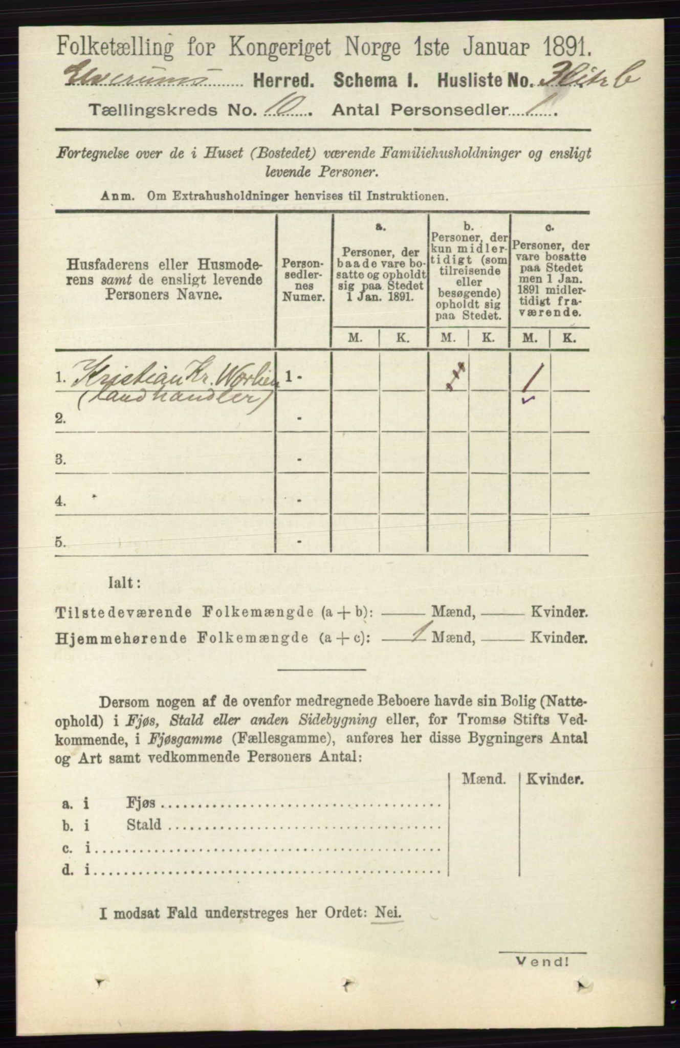 RA, 1891 census for 0427 Elverum, 1891, p. 8088