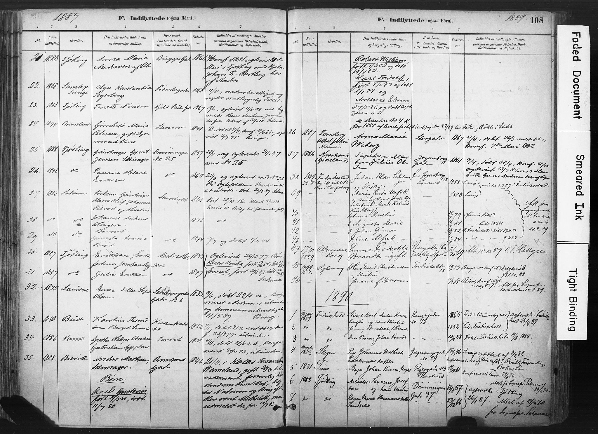 Larvik kirkebøker, AV/SAKO-A-352/F/Fa/L0010: Parish register (official) no. I 10, 1884-1910, p. 198