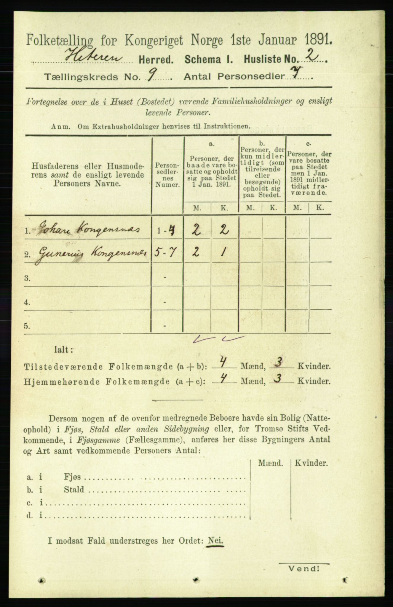 RA, 1891 census for 1617 Hitra, 1891, p. 1679