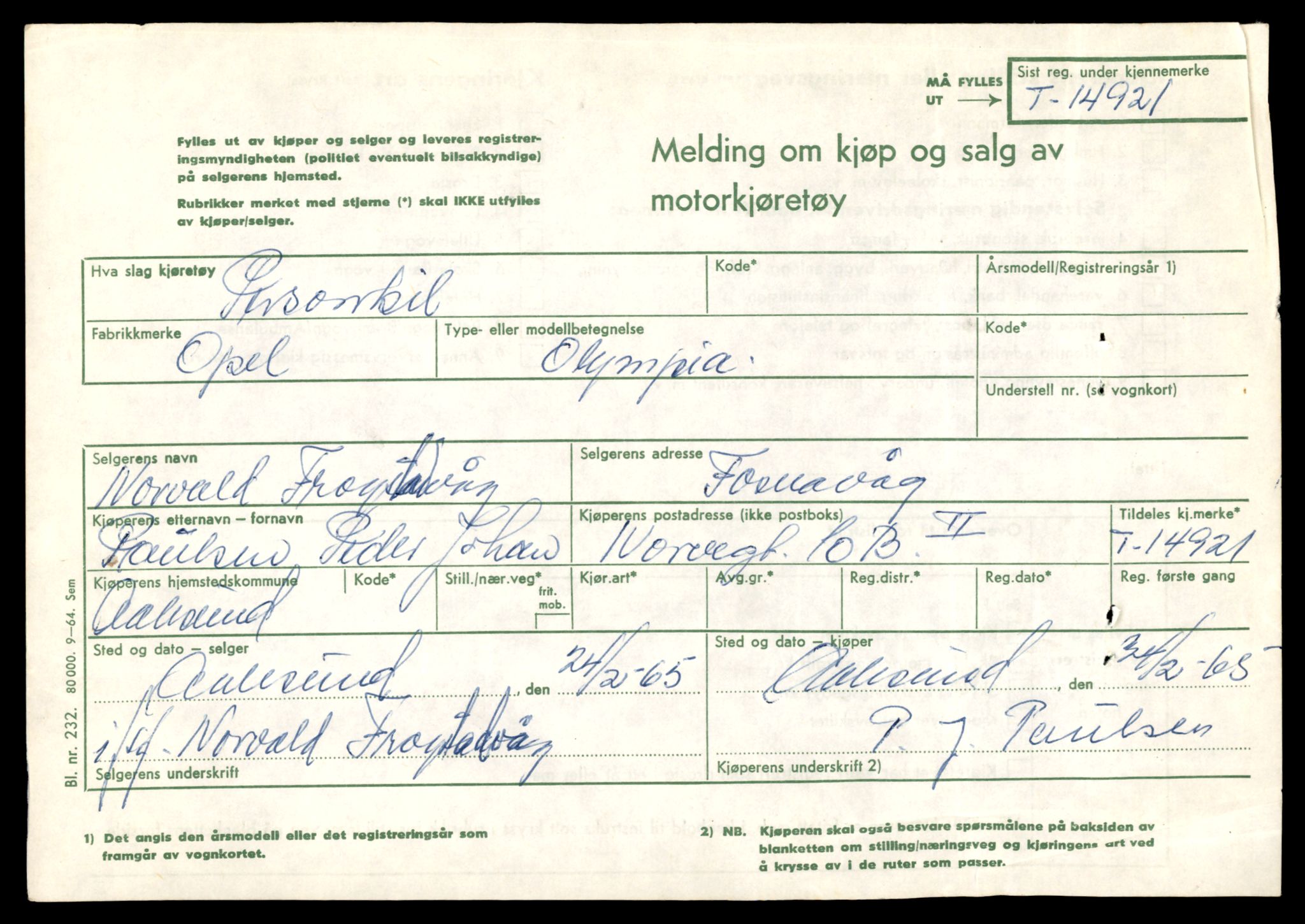 Møre og Romsdal vegkontor - Ålesund trafikkstasjon, AV/SAT-A-4099/F/Fe/L0049: Registreringskort for kjøretøy T 14864 - T 18613, 1927-1998, p. 1329