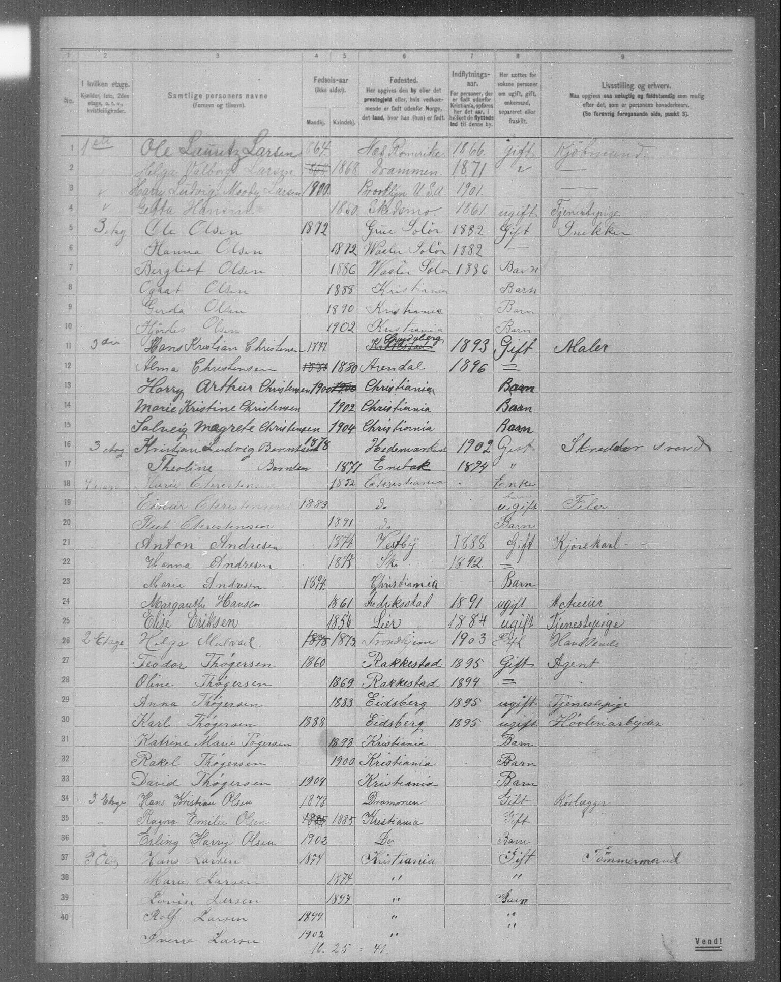 OBA, Municipal Census 1904 for Kristiania, 1904, p. 9912