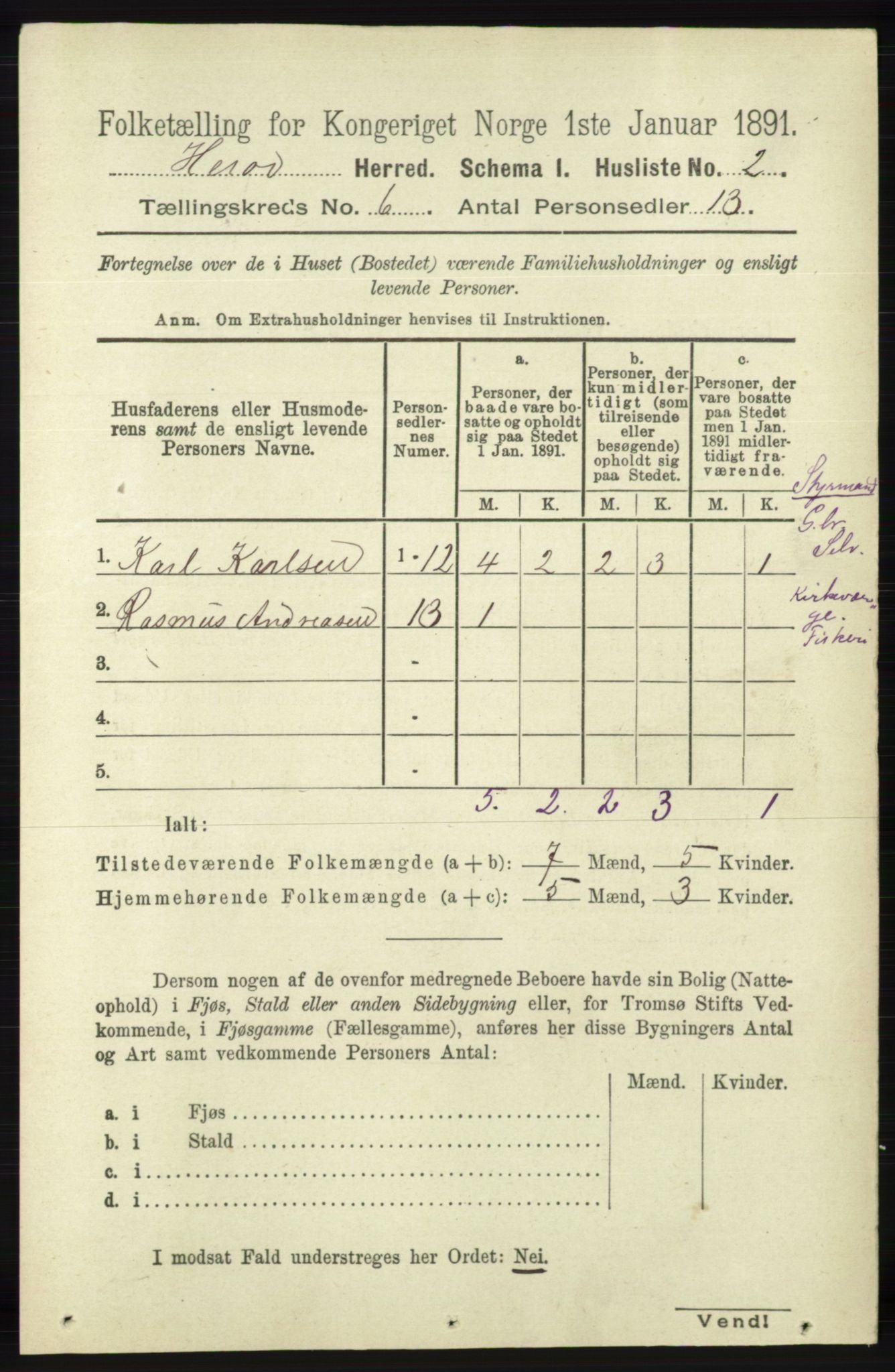 RA, 1891 census for 1039 Herad, 1891, p. 2235