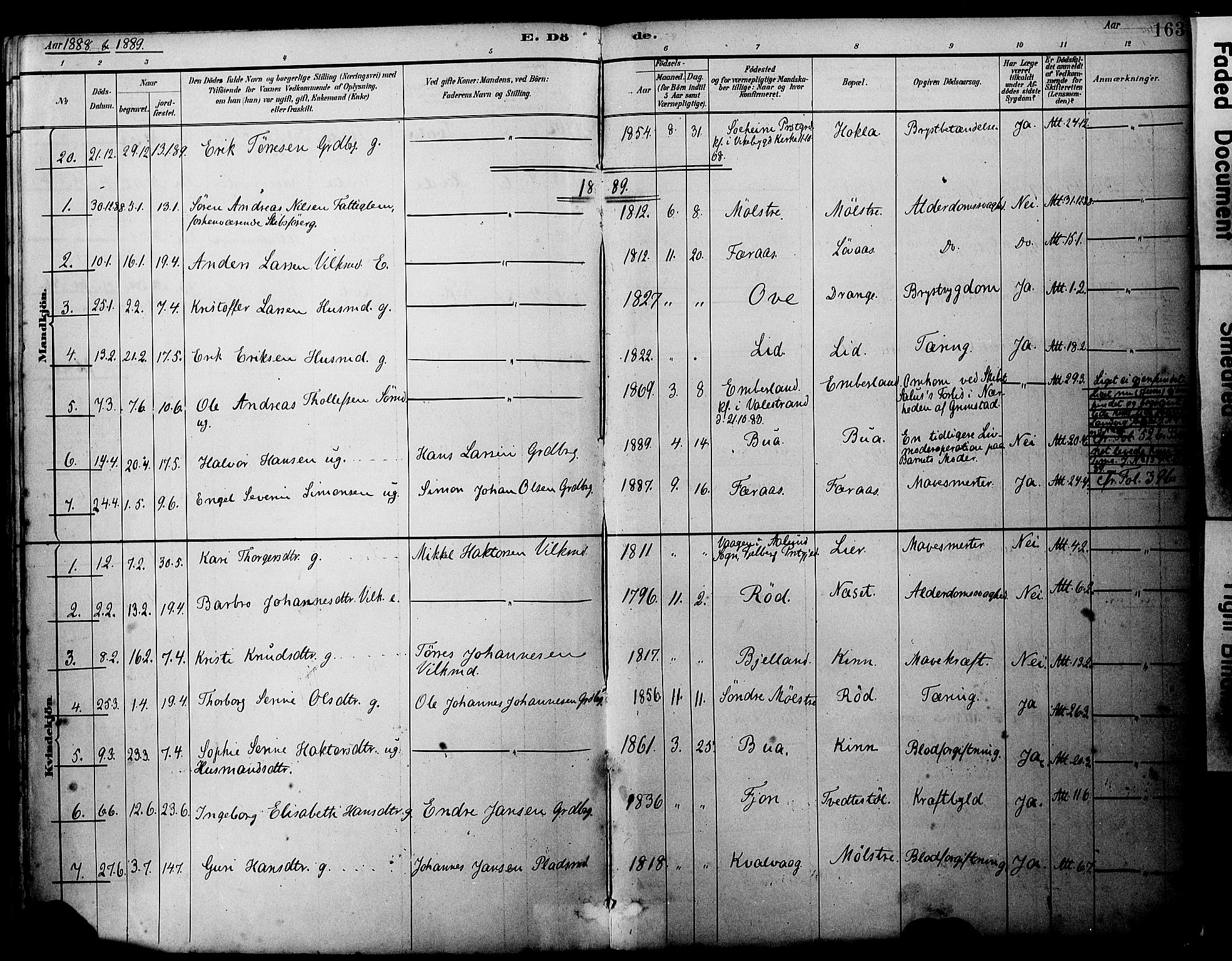 Sveio Sokneprestembete, AV/SAB-A-78501/H/Haa: Parish register (official) no. B 2, 1883-1894, p. 163