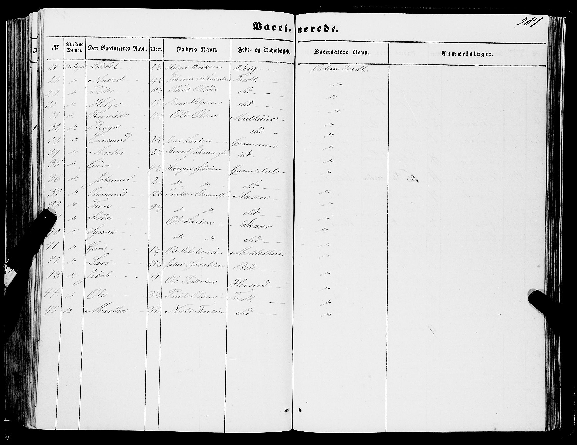 Ulvik sokneprestembete, AV/SAB-A-78801/H/Haa: Parish register (official) no. A 13, 1853-1863, p. 281