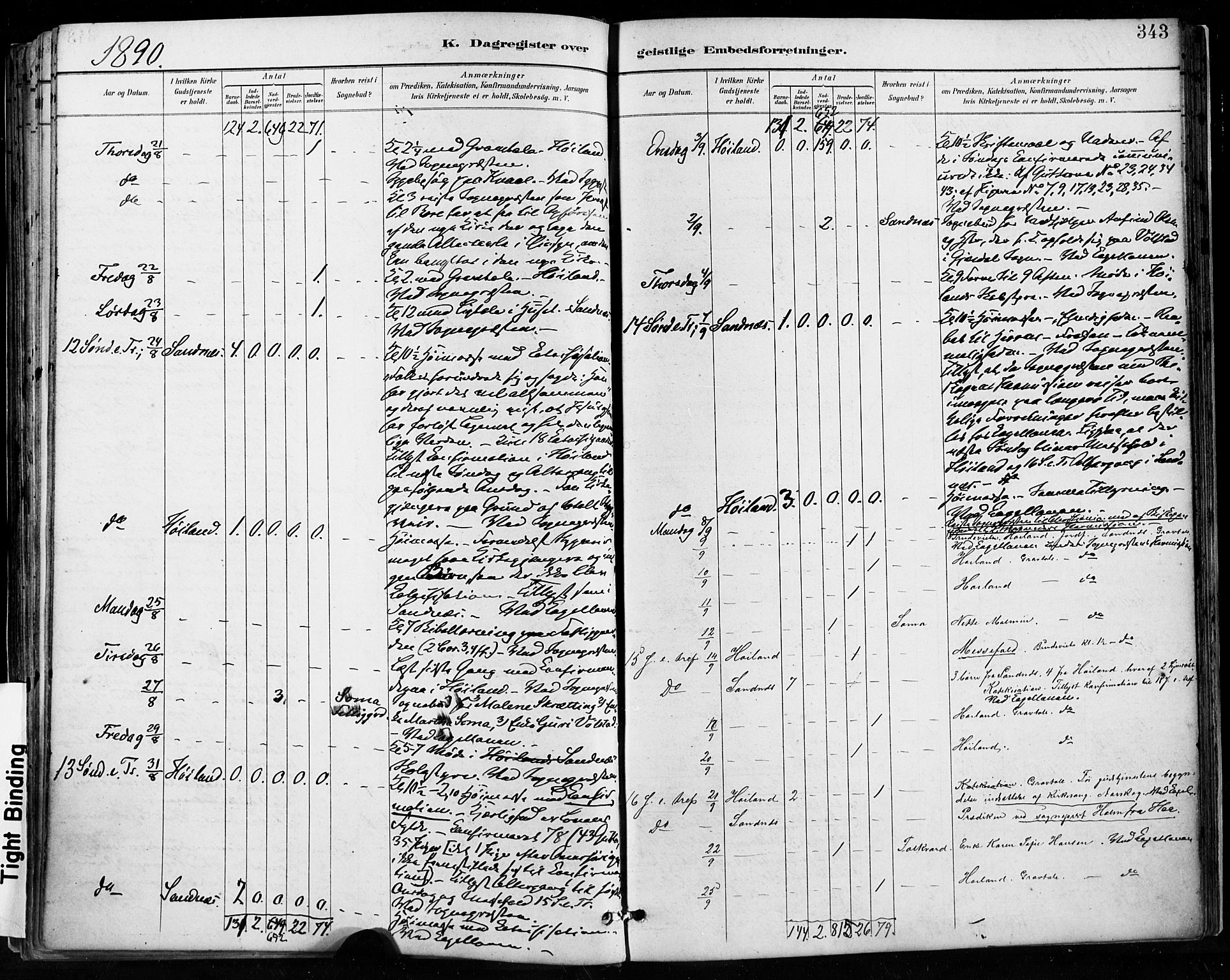 Høyland sokneprestkontor, AV/SAST-A-101799/001/30BA/L0013: Parish register (official) no. A 13.2, 1889-1898, p. 343