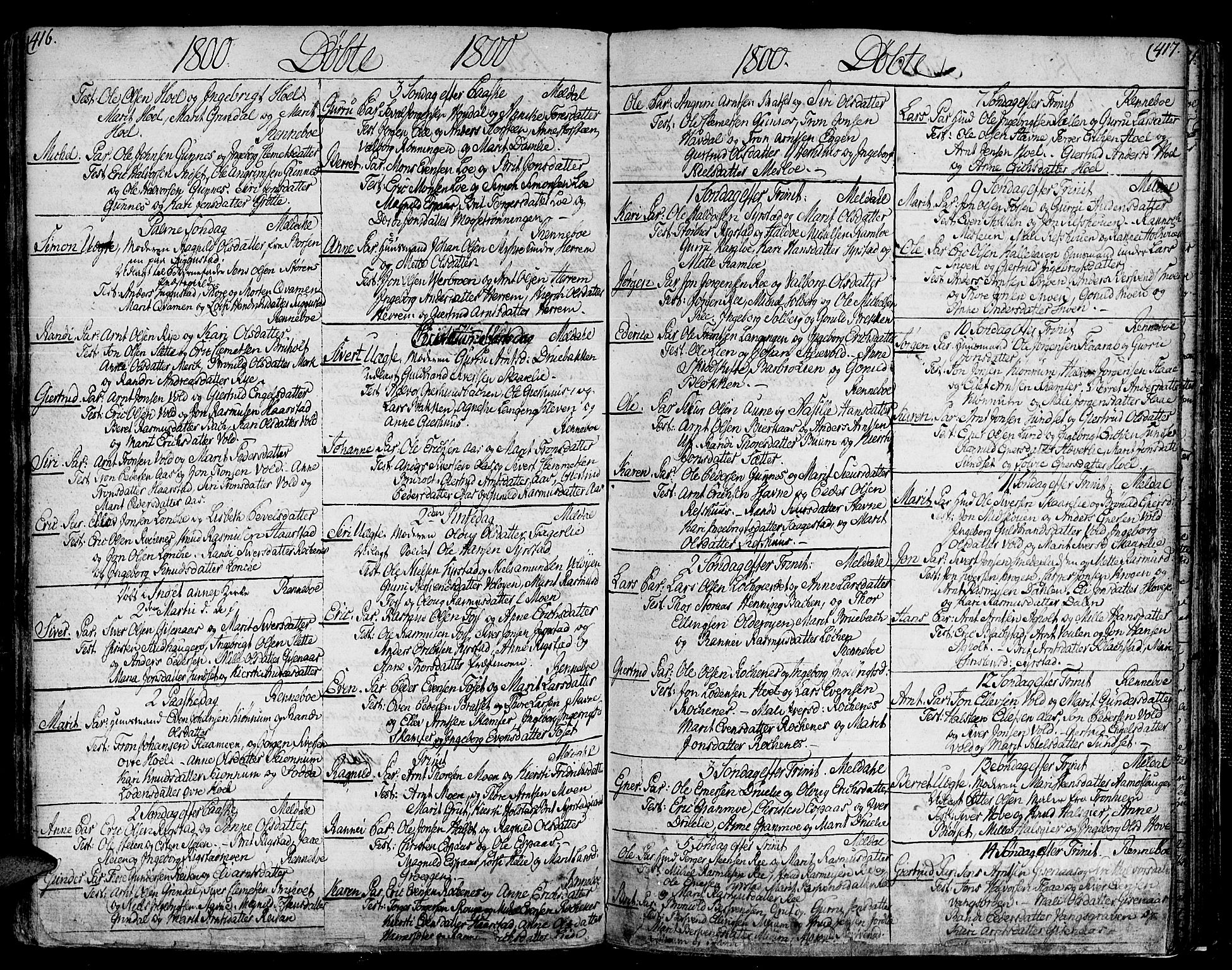 Ministerialprotokoller, klokkerbøker og fødselsregistre - Sør-Trøndelag, SAT/A-1456/672/L0852: Parish register (official) no. 672A05, 1776-1815, p. 416-417