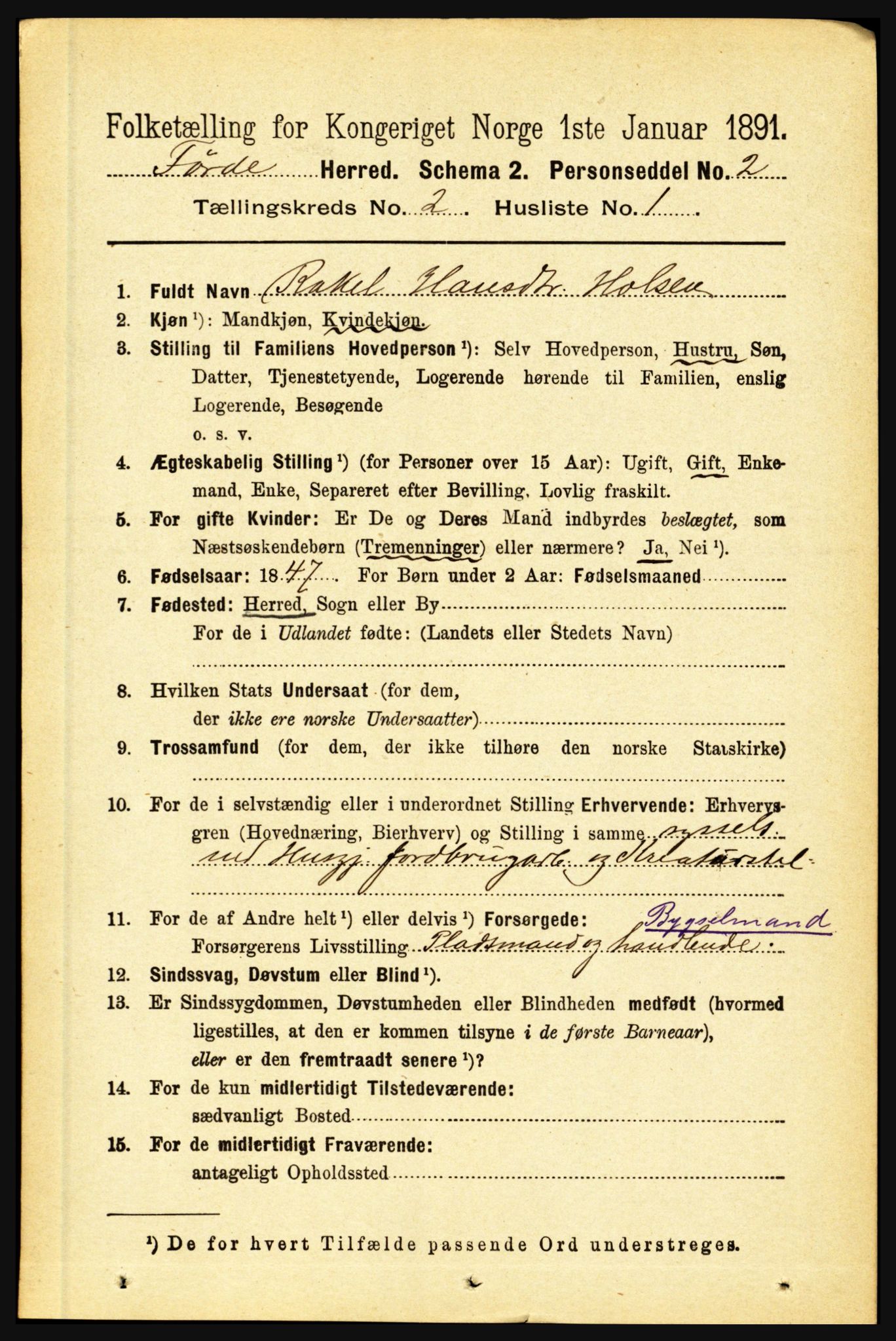 RA, 1891 census for 1432 Førde, 1891, p. 456