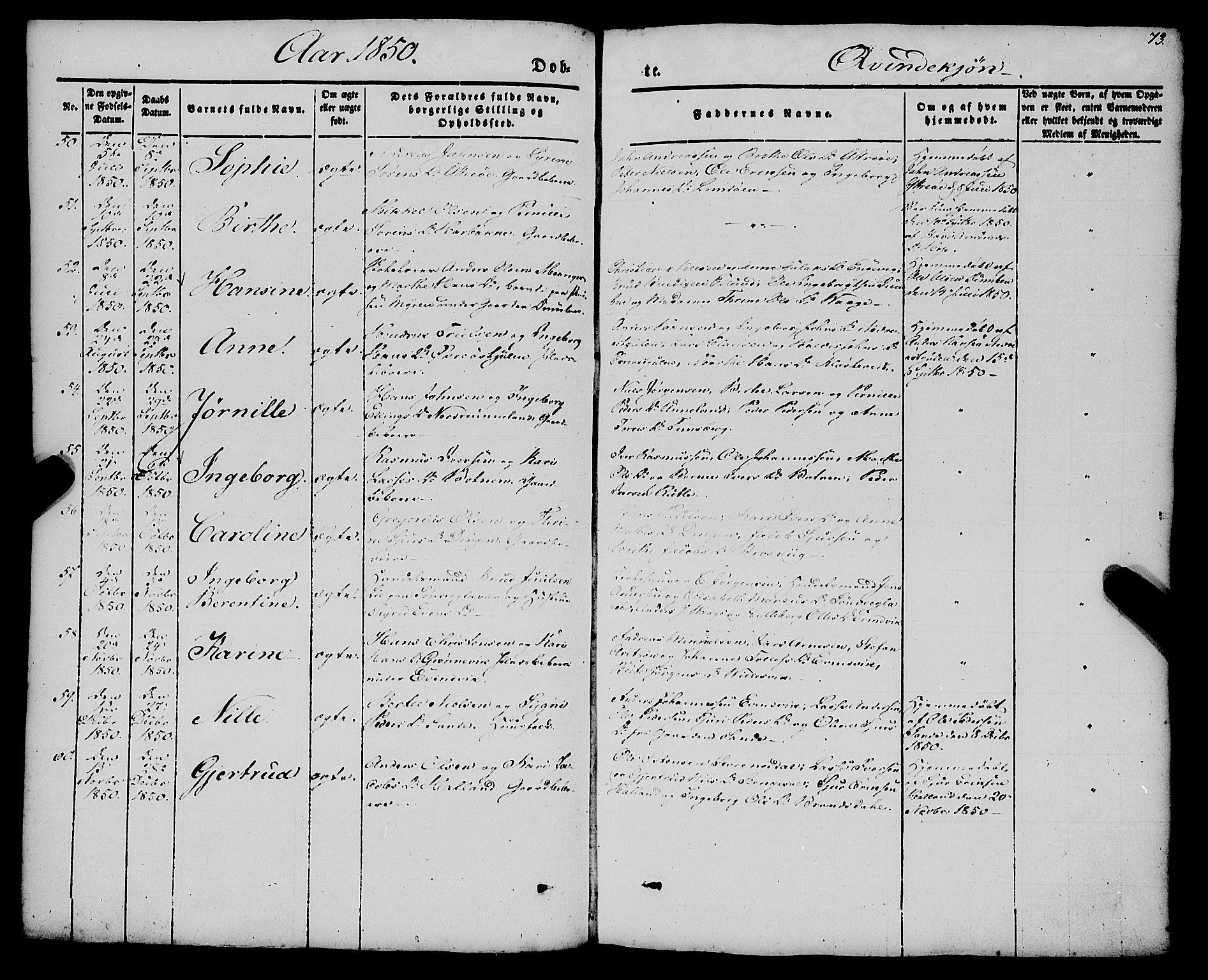 Gulen sokneprestembete, AV/SAB-A-80201/H/Haa/Haaa/L0021: Parish register (official) no. A 21, 1848-1858, p. 73