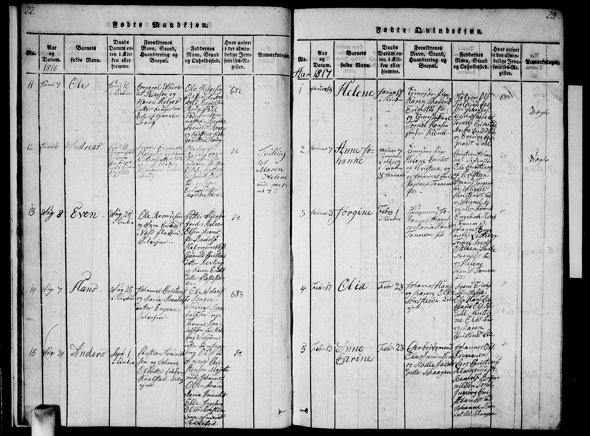 Vestby prestekontor Kirkebøker, SAO/A-10893/F/Fa/L0005: Parish register (official) no. I 5, 1814-1827, p. 22-23