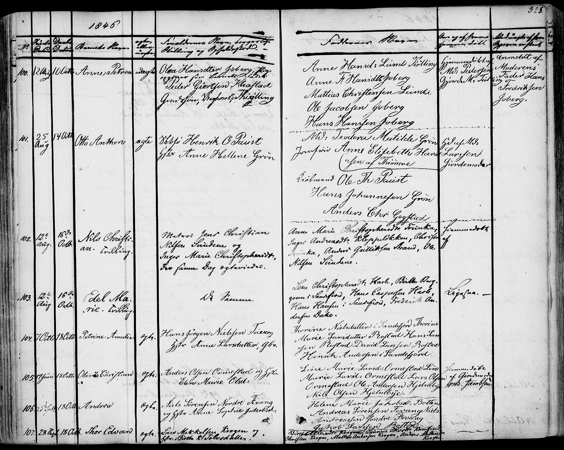 Sandar kirkebøker, AV/SAKO-A-243/F/Fa/L0005: Parish register (official) no. 5, 1832-1847, p. 324-325