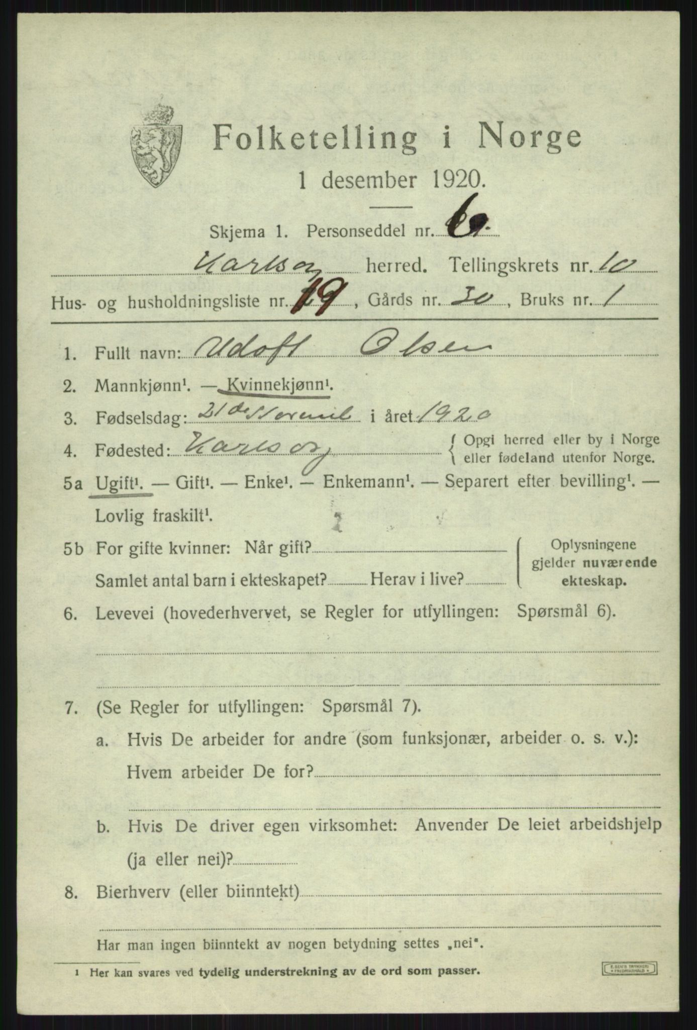 SATØ, 1920 census for Karlsøy, 1920, p. 3977