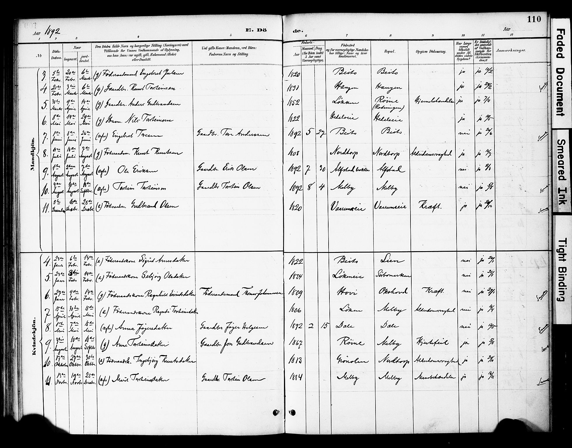 Øystre Slidre prestekontor, SAH/PREST-138/H/Ha/Haa/L0004: Parish register (official) no. 4, 1887-1910, p. 110