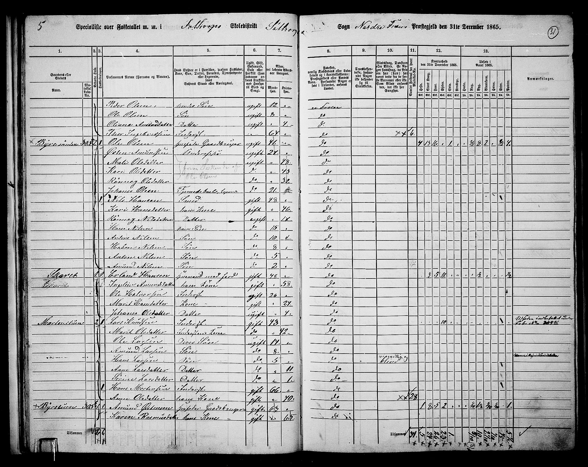 RA, 1865 census for Nord-Fron, 1865, p. 30