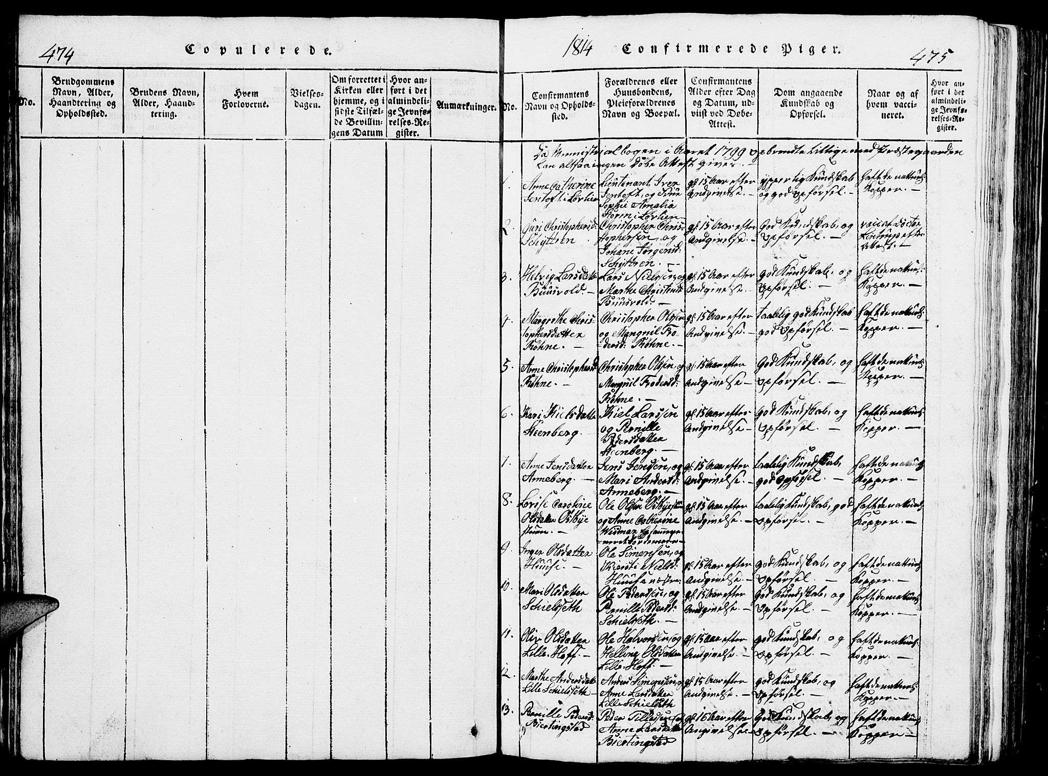 Romedal prestekontor, SAH/PREST-004/L/L0005: Parish register (copy) no. 5, 1814-1829, p. 474-475
