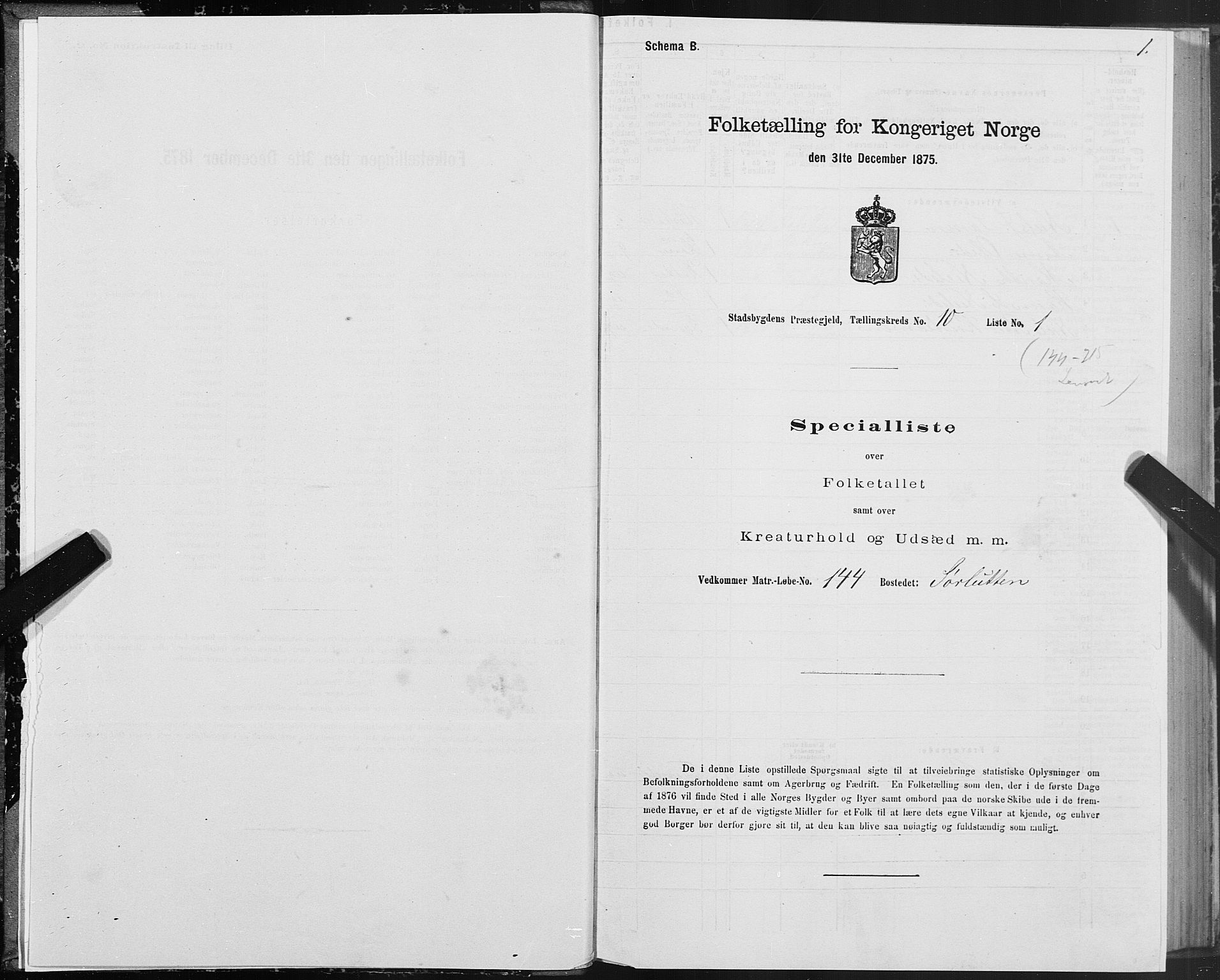 SAT, 1875 census for 1625P Stadsbygd, 1875, p. 6001