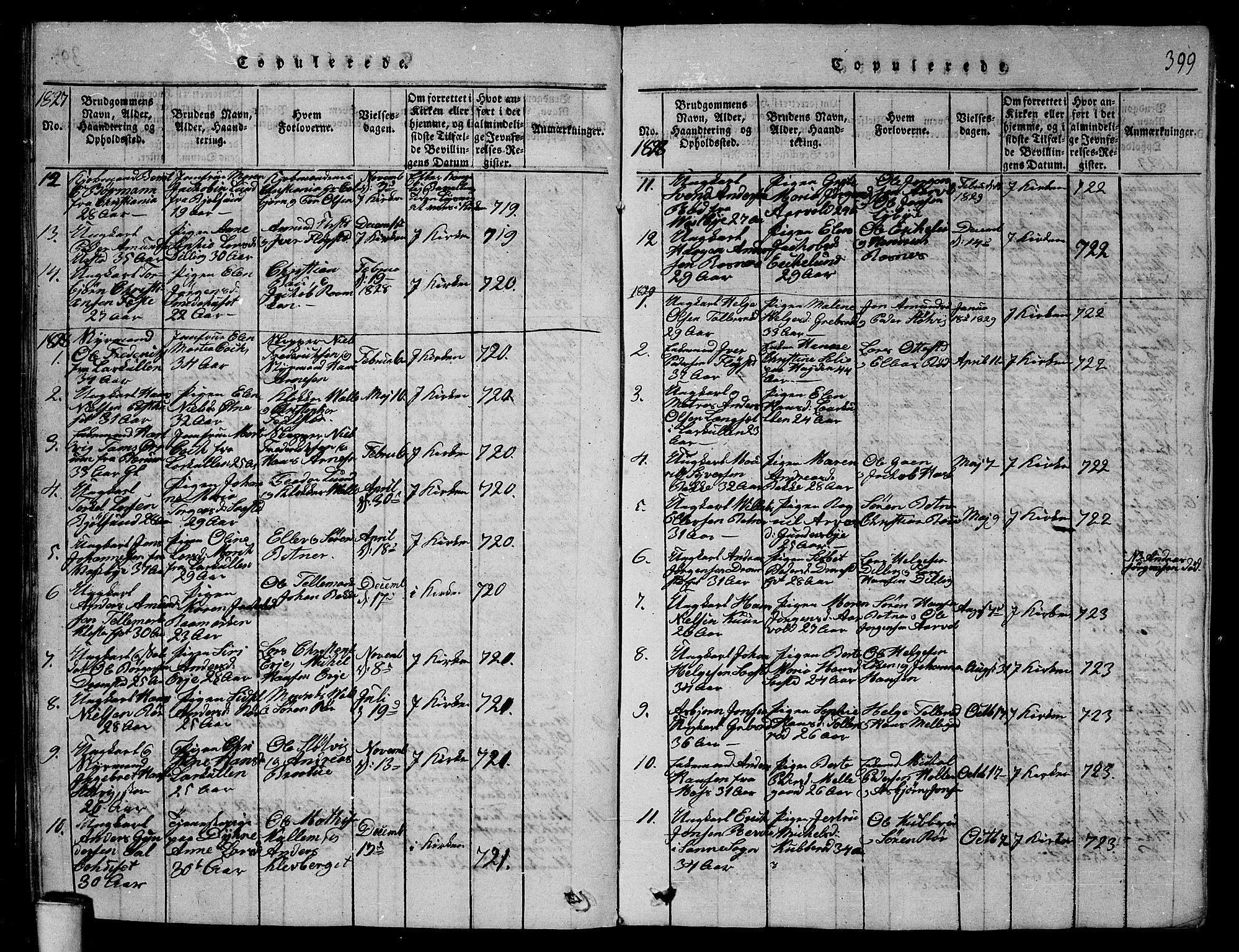 Rygge prestekontor Kirkebøker, AV/SAO-A-10084b/G/Ga/L0001: Parish register (copy) no. 1, 1814-1871, p. 398-399