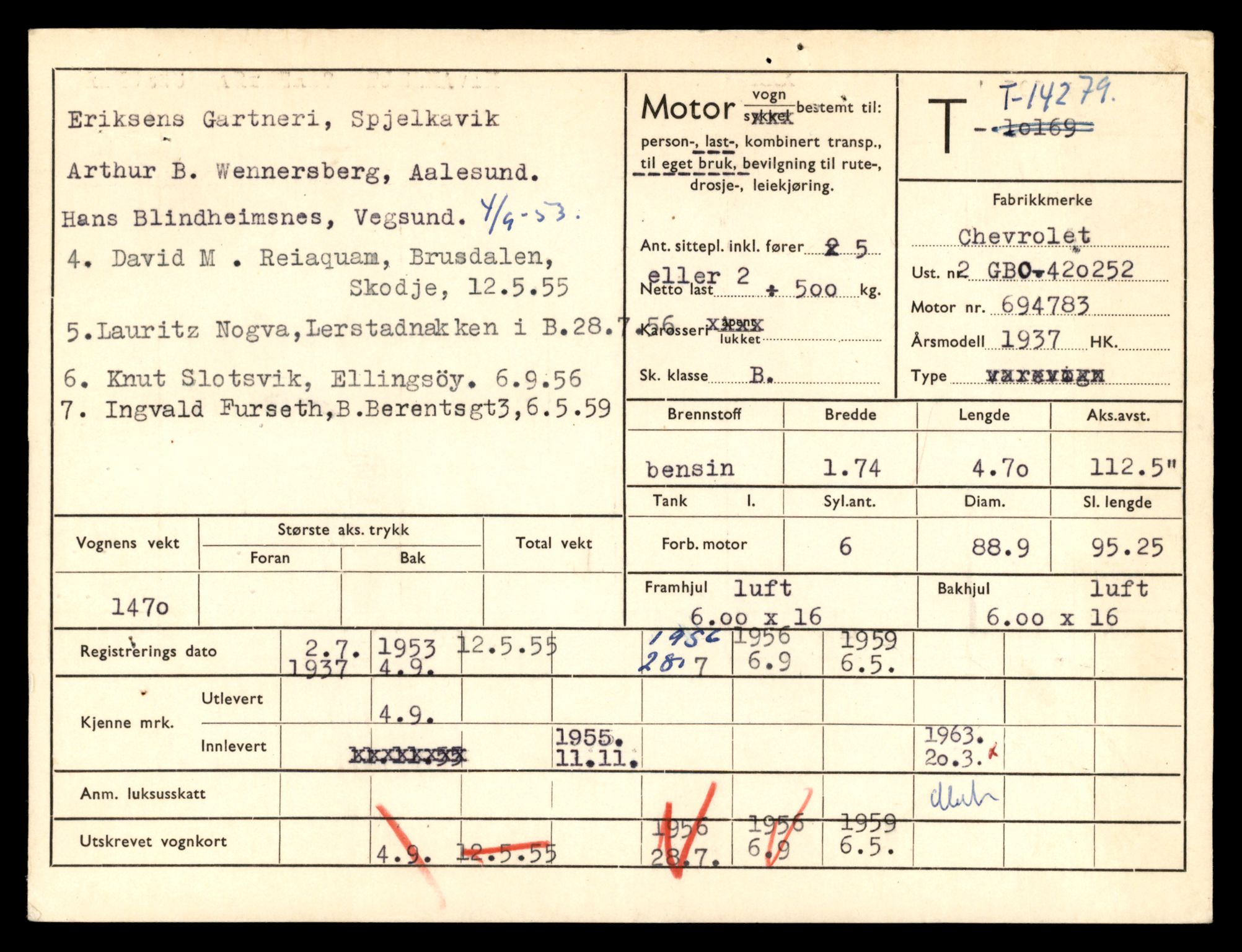 Møre og Romsdal vegkontor - Ålesund trafikkstasjon, AV/SAT-A-4099/F/Fe/L0044: Registreringskort for kjøretøy T 14205 - T 14319, 1927-1998, p. 2209