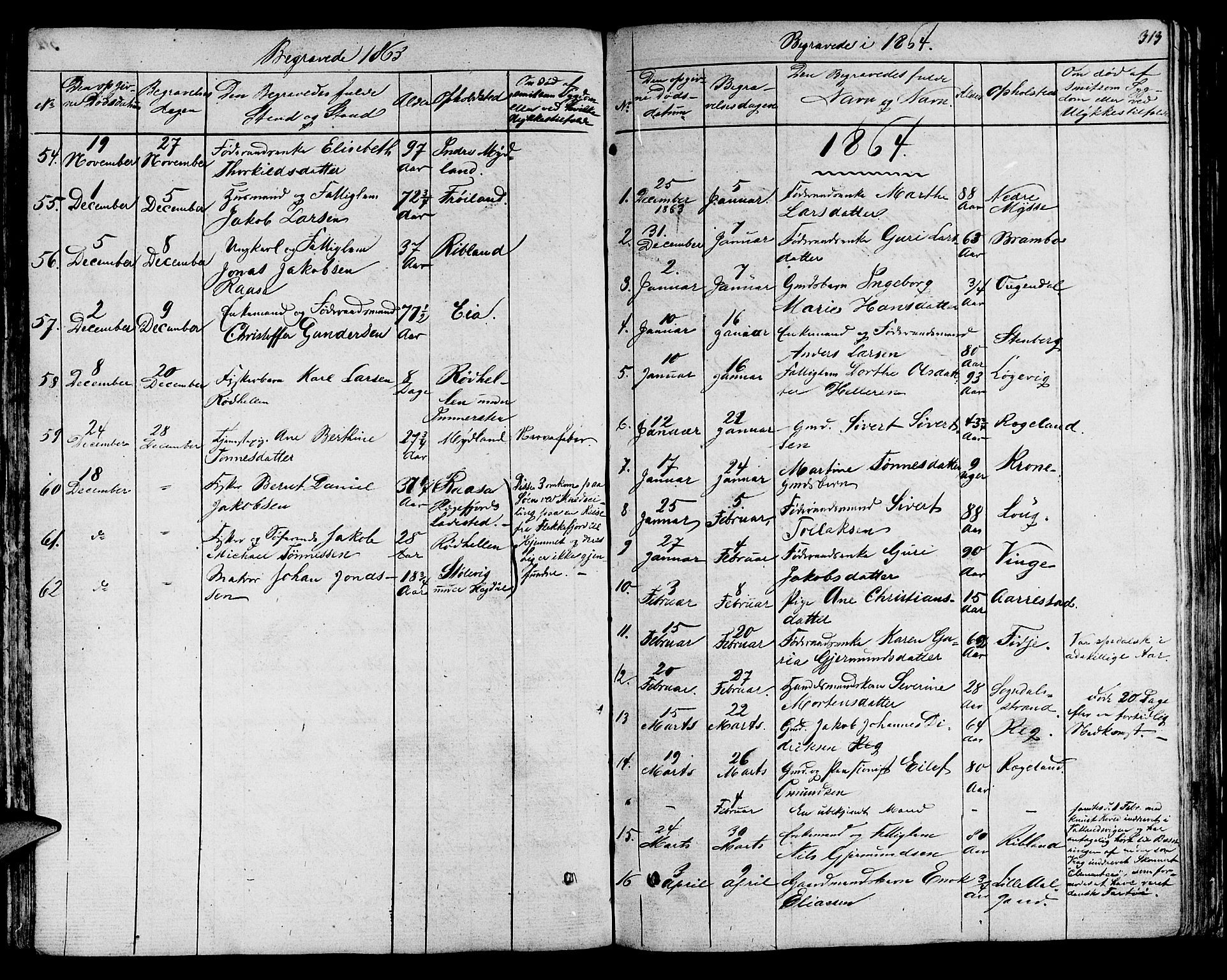 Sokndal sokneprestkontor, SAST/A-101808: Parish register (copy) no. B 2, 1849-1865, p. 313