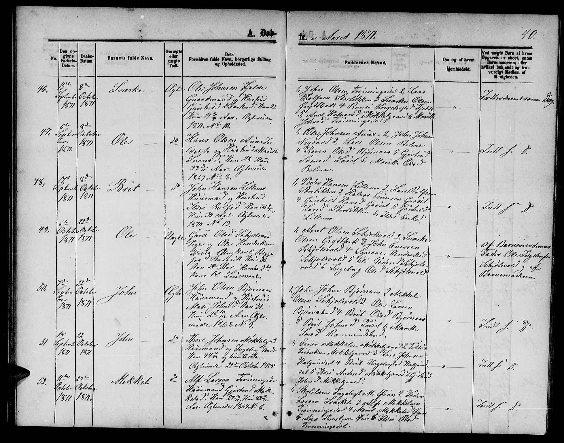 Ministerialprotokoller, klokkerbøker og fødselsregistre - Møre og Romsdal, AV/SAT-A-1454/598/L1076: Parish register (copy) no. 598C01, 1867-1878, p. 40