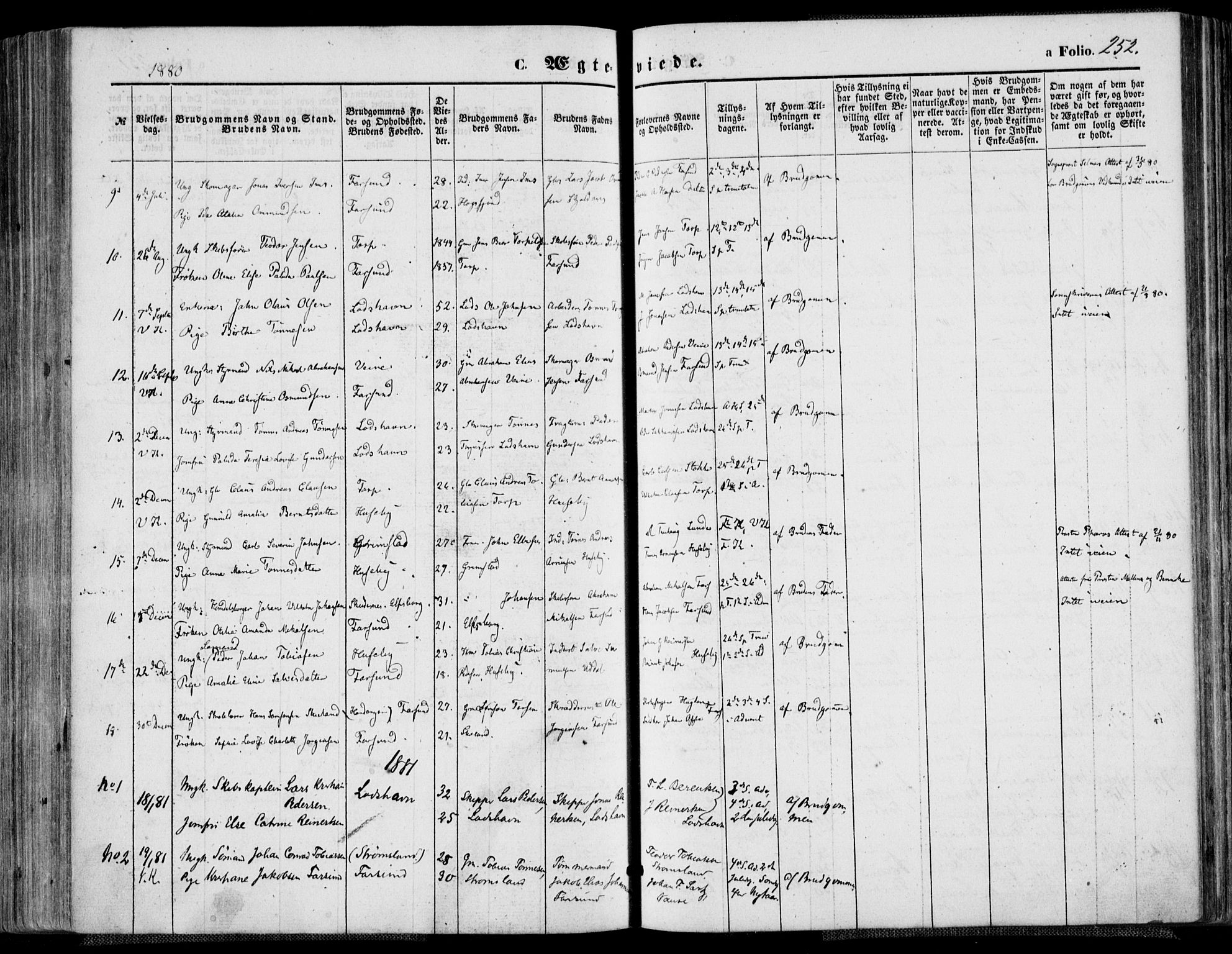 Farsund sokneprestkontor, AV/SAK-1111-0009/F/Fa/L0005: Parish register (official) no. A 5, 1863-1886, p. 252