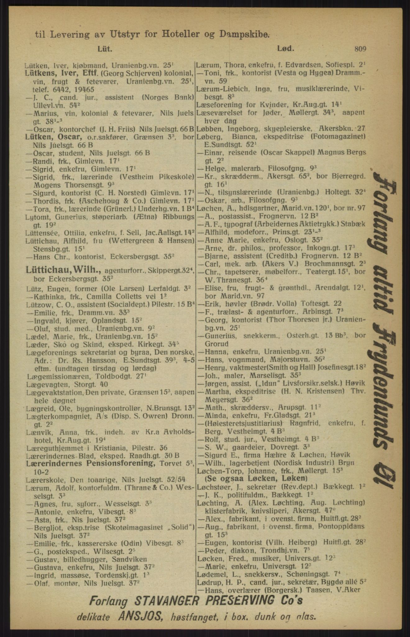 Kristiania/Oslo adressebok, PUBL/-, 1915, p. 809