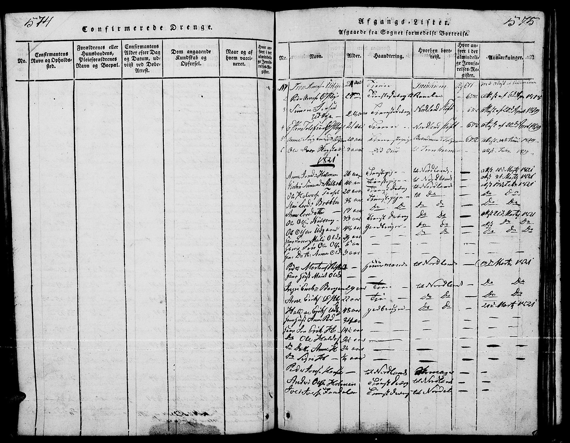 Tynset prestekontor, AV/SAH-PREST-058/H/Ha/Hab/L0001: Parish register (copy) no. 1, 1814-1859, p. 574-575