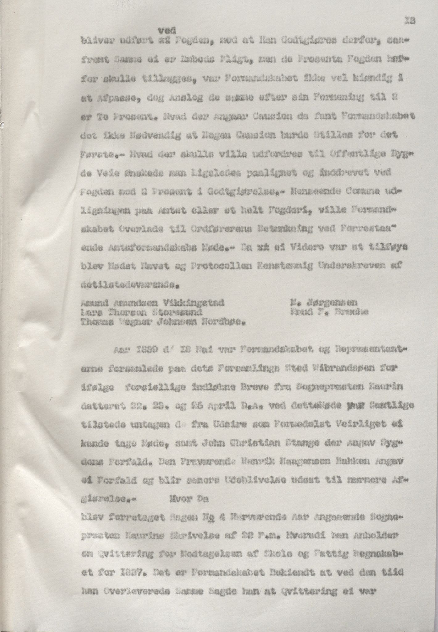 Torvastad kommune - Formannskapet, IKAR/K-101331/A/L0002: Avskrift av forhandlingsprotokoll, 1837-1855, p. 13