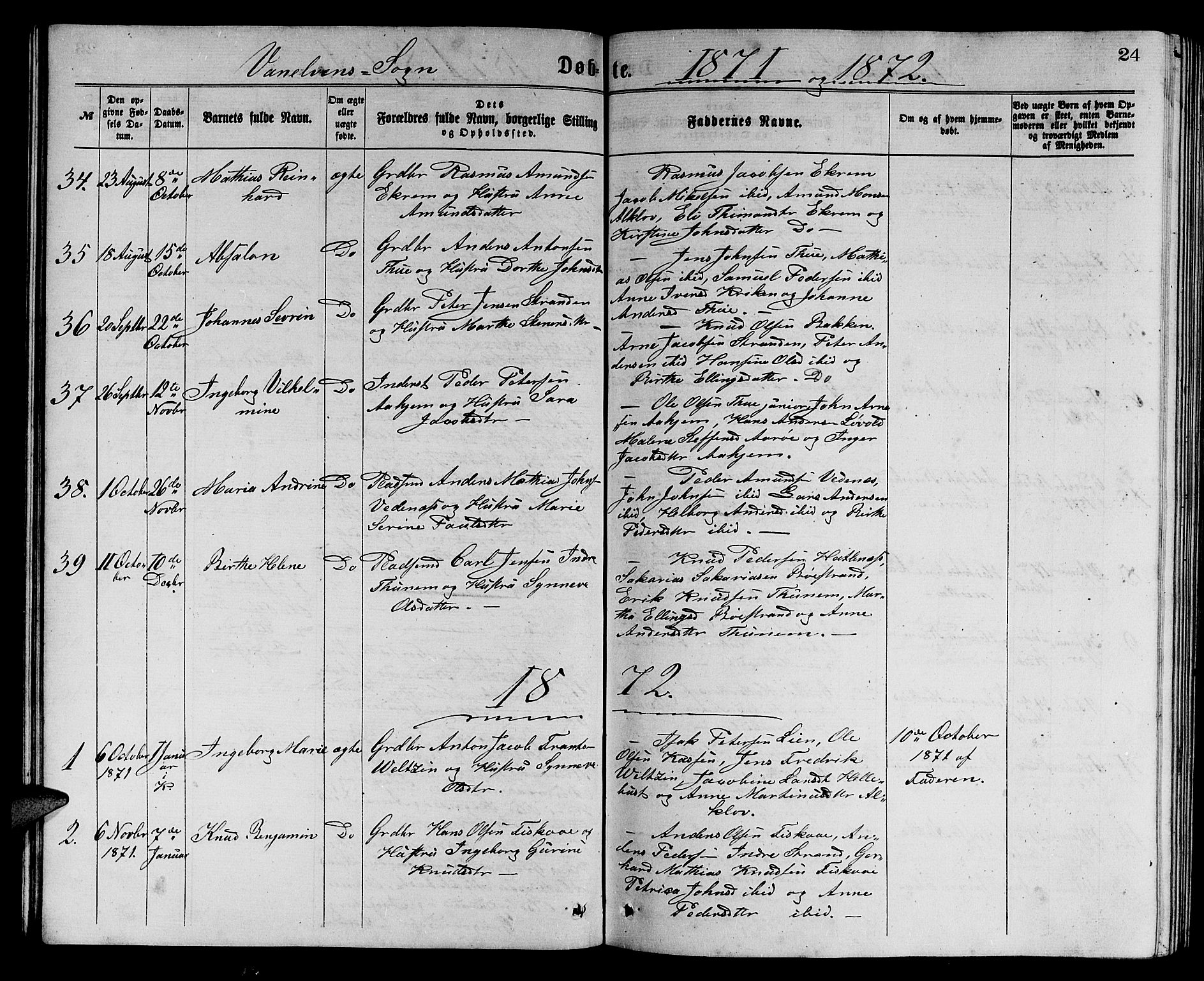 Ministerialprotokoller, klokkerbøker og fødselsregistre - Møre og Romsdal, SAT/A-1454/501/L0016: Parish register (copy) no. 501C02, 1868-1884, p. 24