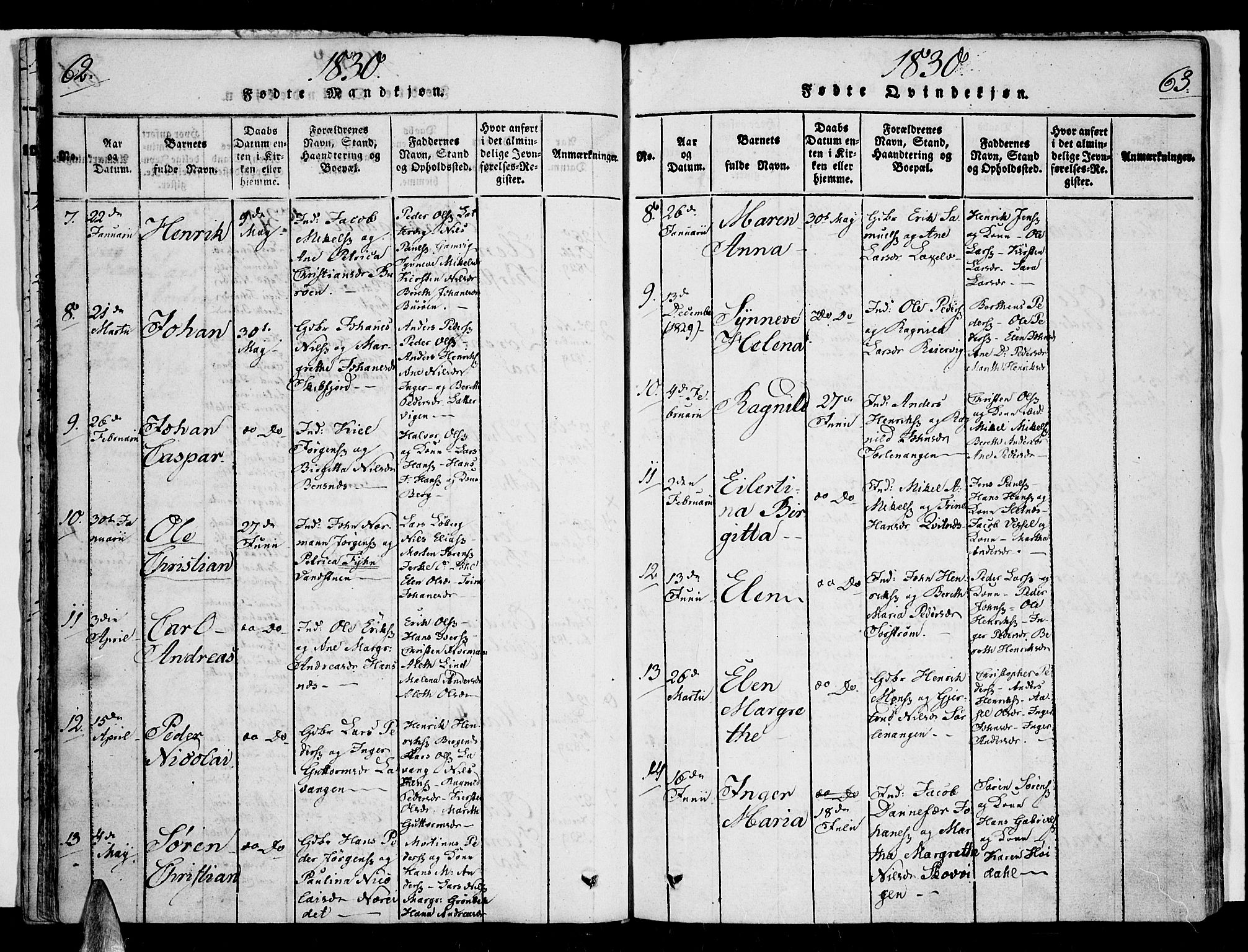 Karlsøy sokneprestembete, SATØ/S-1299/H/Ha/Haa/L0002kirke: Parish register (official) no. 2, 1823-1842, p. 62-63